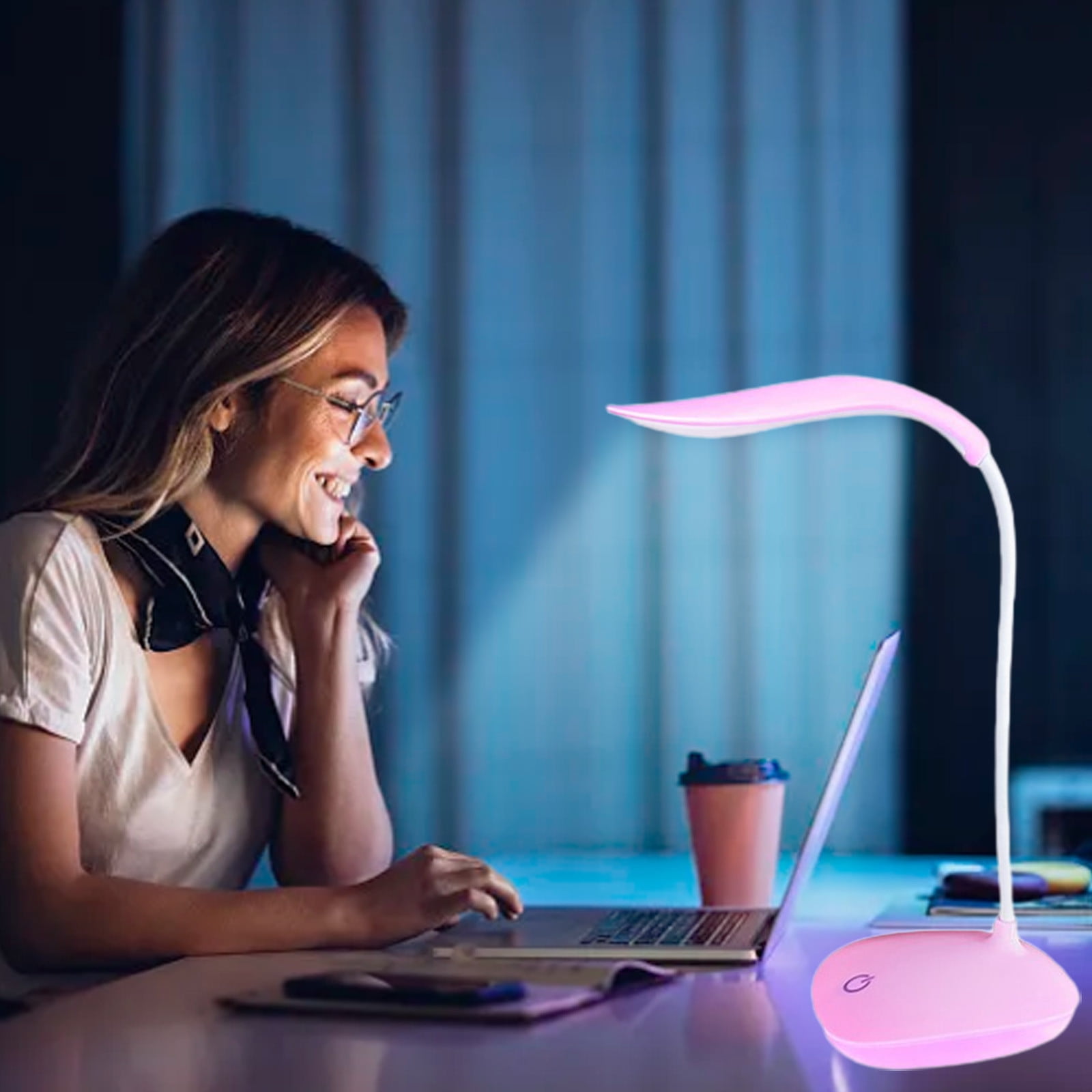 Miogawg Cordless LED Desk Lamp, Rechargeable Portable Table Light with Touch Control (Pink, 1 Pack) 5up42