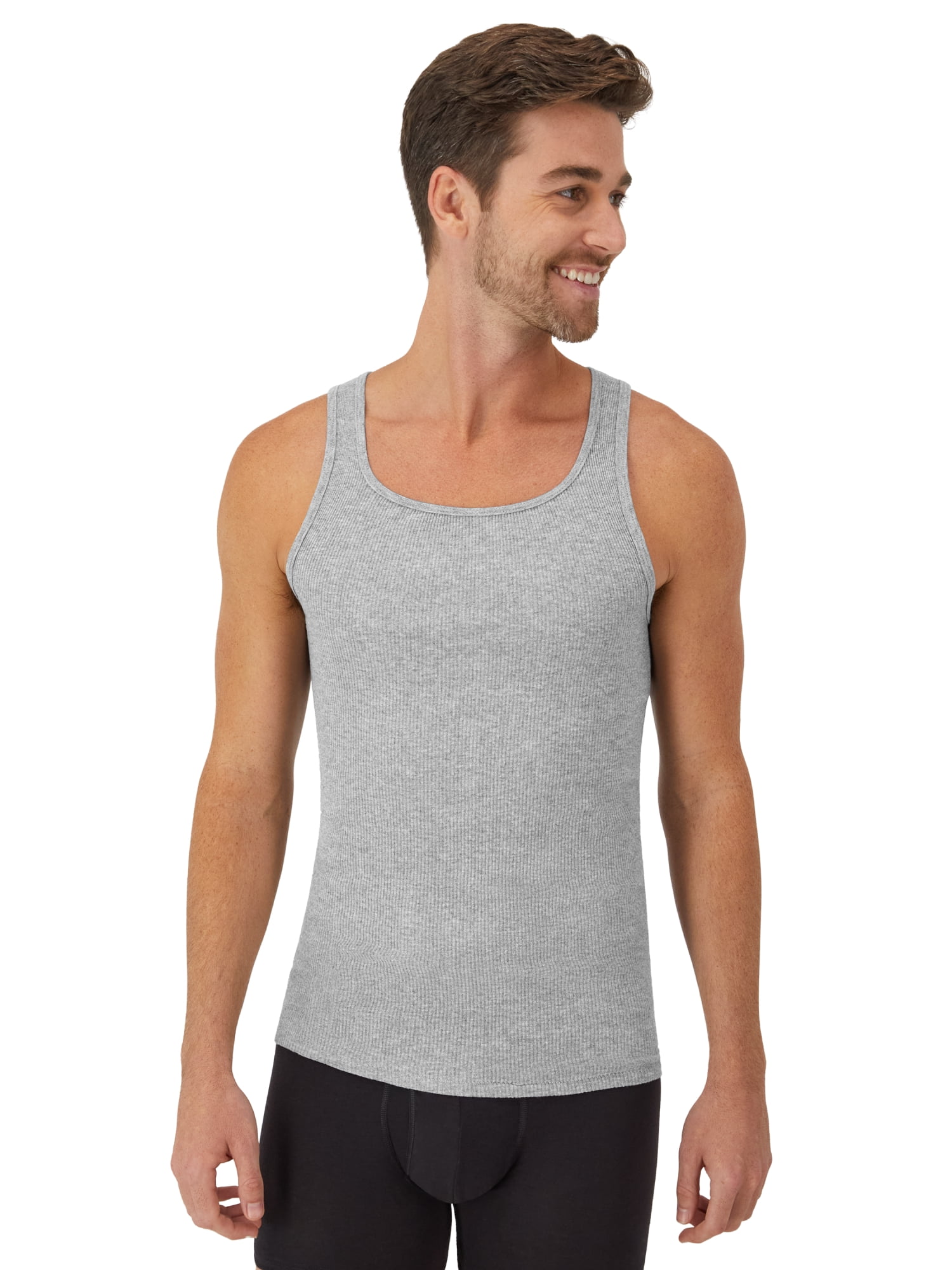 Hanes Men's Moisture-Wicking Cotton Tank Undershirt (Black, S, 2-Pack) v6sod