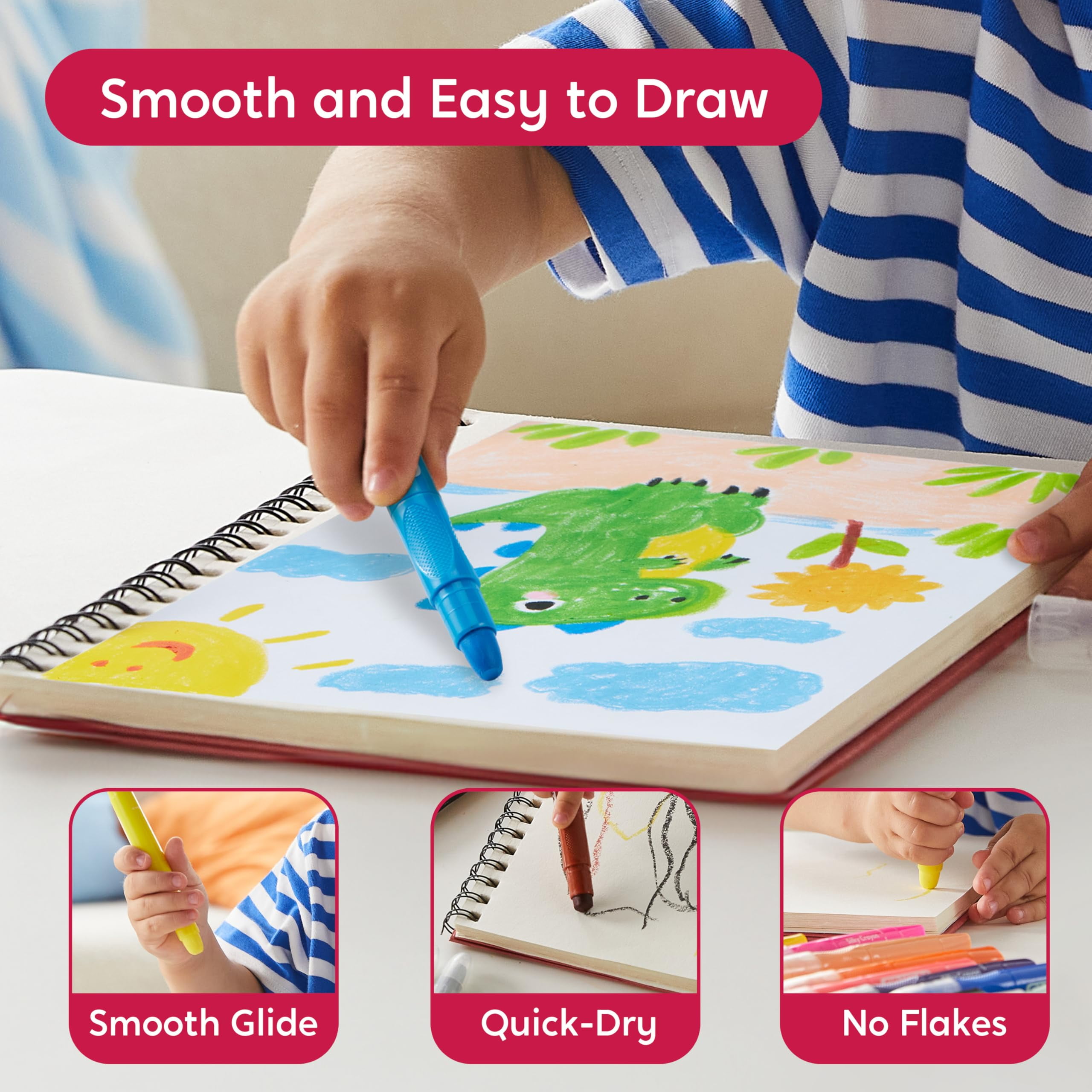 Joyfy Twistable Silky Crayons, Washable & Quick-Drying Art Supplies for Kids (Multicolor, 24 Count) f5dqs