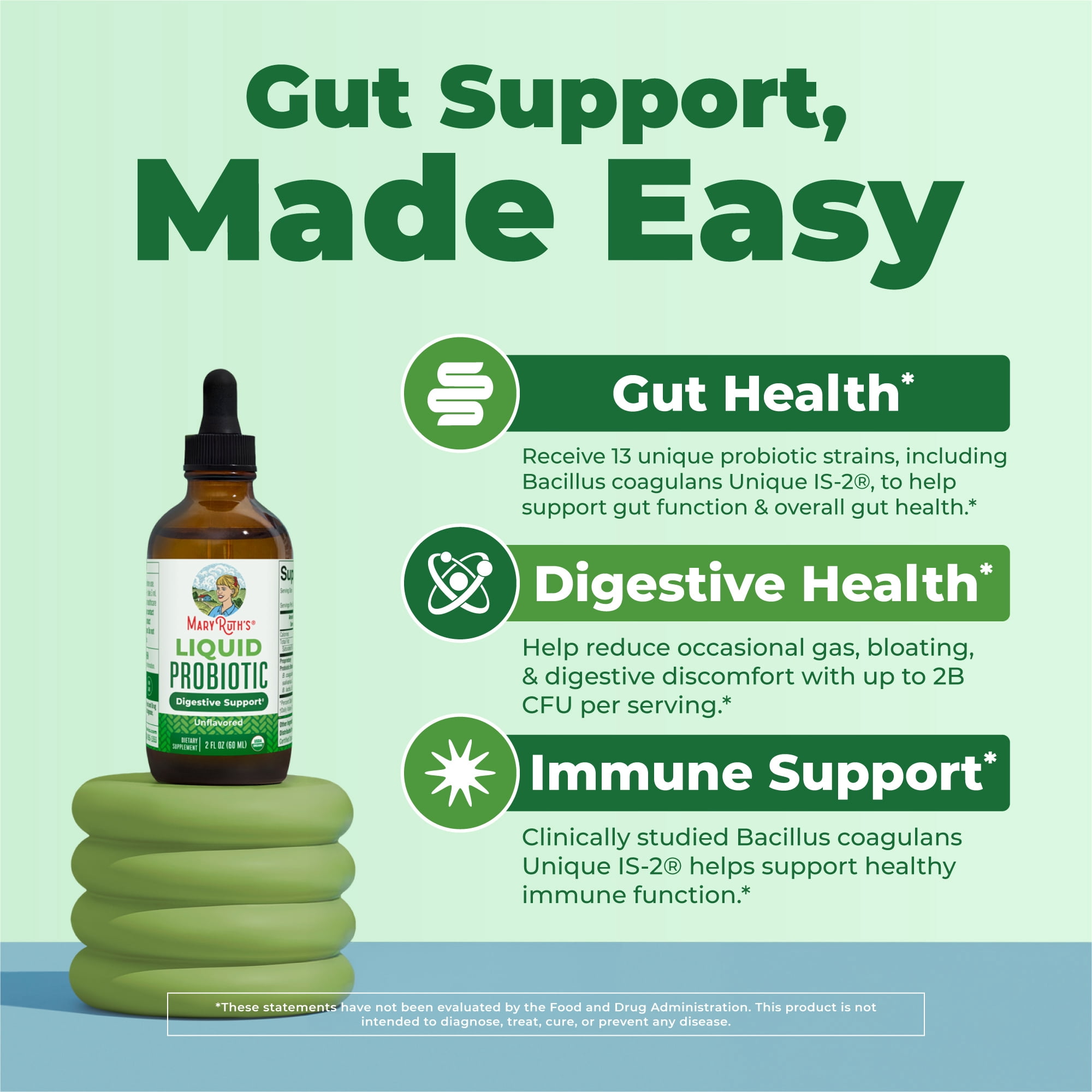 MaryRuth's Liquid Probiotic Supplement, USDA Organic Vegan Digestive Support for Adults and Kids (2 fl oz) kwthh