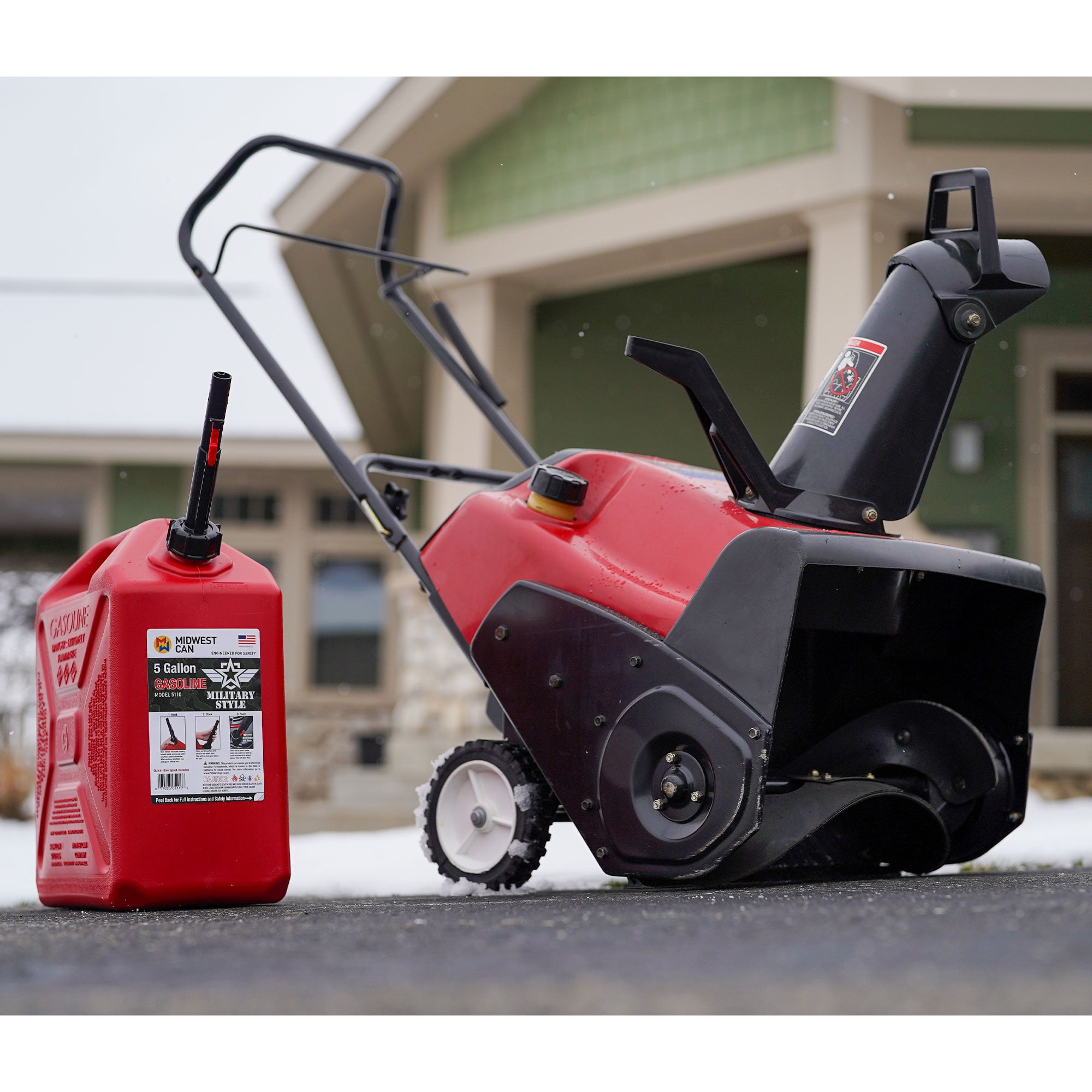 Midwest Can 5110 Military Style Gasoline Fuel Container (Red, 5 gal) z4mvl