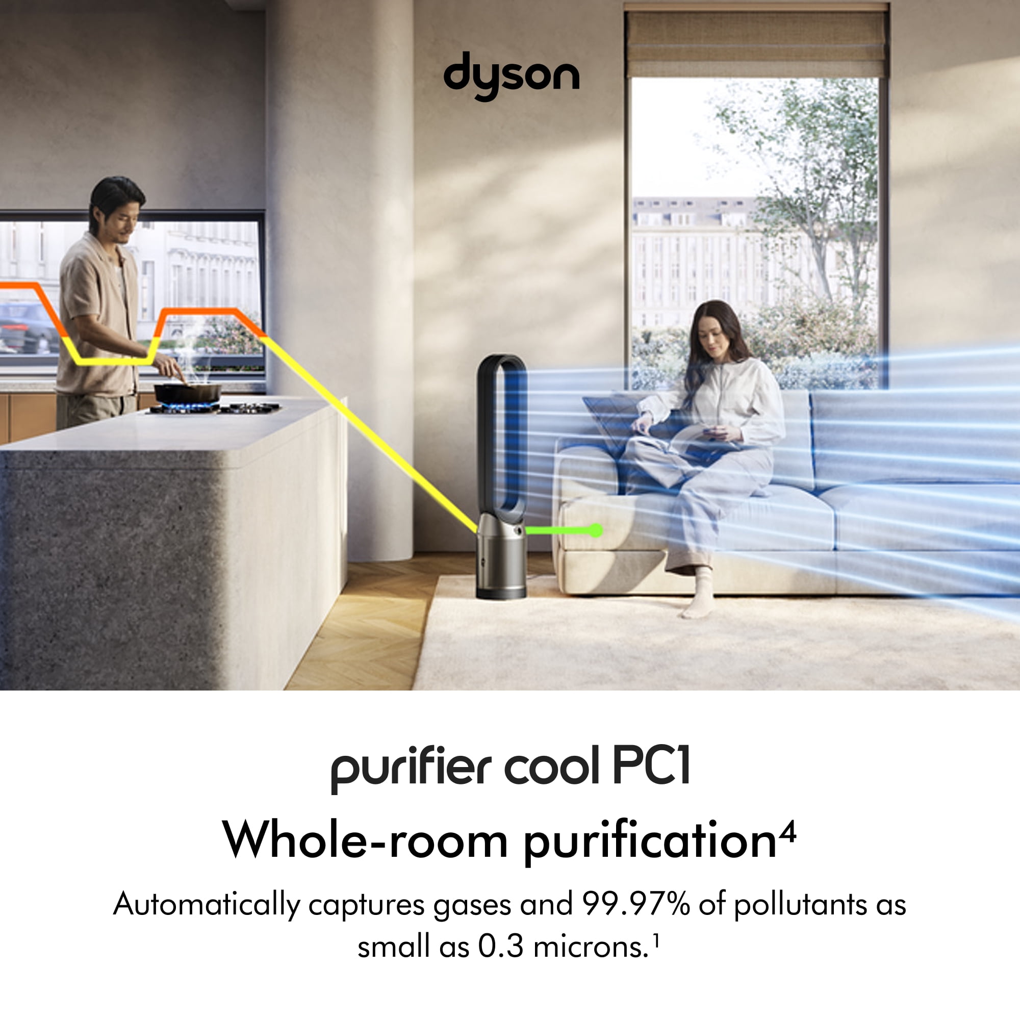 Dyson Purifier Cool PC1 Air Purifier and Fan (Black/Nickel, 1 Unit) dtse2