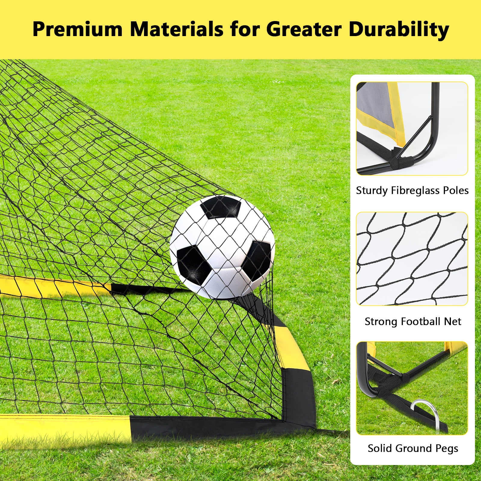 MoKo Portable Soccer Goal for Kids, 2-in-1 Pop Up Training Net with Target Practice (Yellow, 4 ft x 3 ft) vmzvd