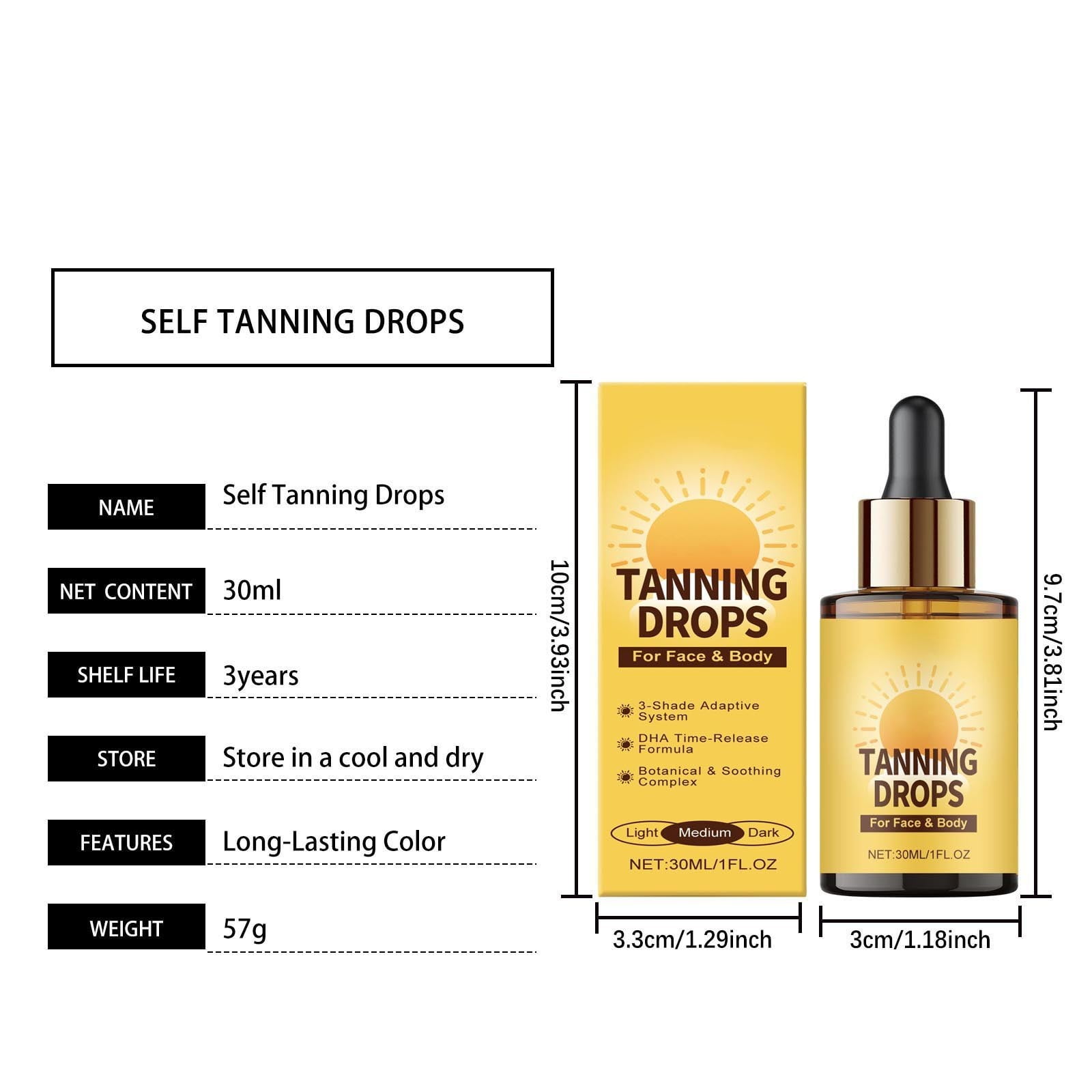 SZBAOAN Facial Self Tanning Drops, Gradual Bronzing Serum for Sensitive Skin (Dark Shade, 1.01 fl oz) vx9b9