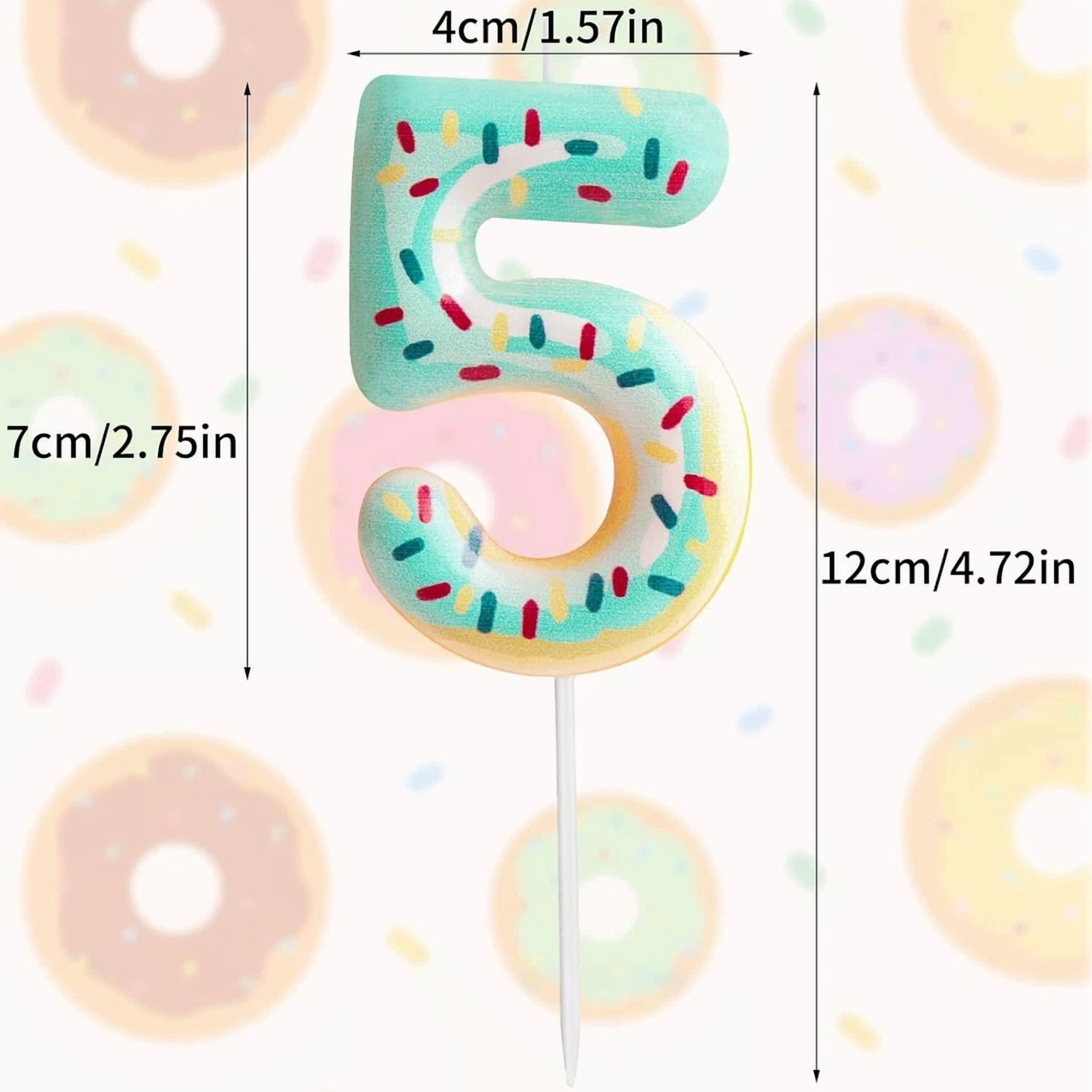 VAULT Number 3 Birthday Candle, Donut Shaped Cake Topper with Colorful Sprinkles (Blue, 3 in) hd84e