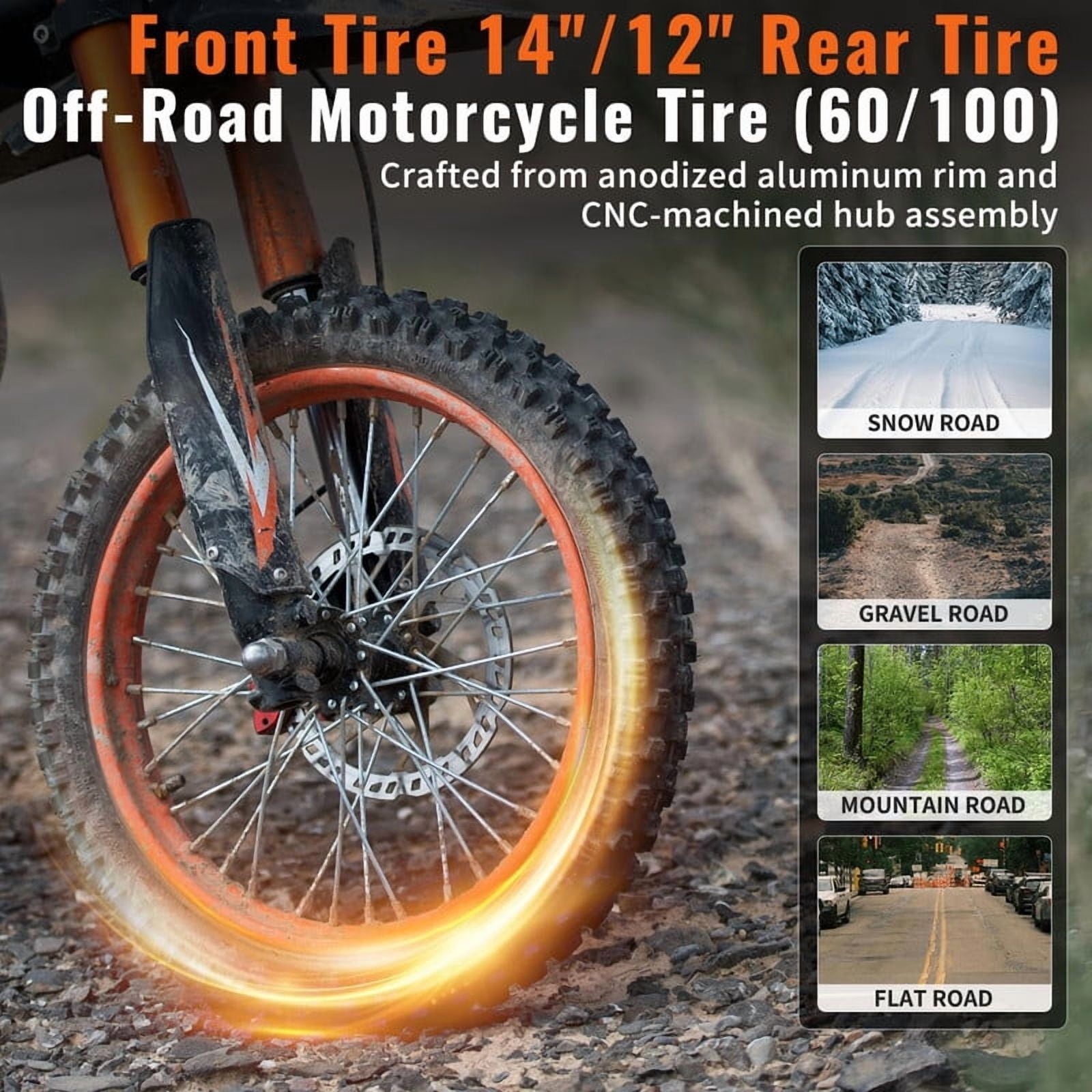 Riding'Times GT54 Electric Dirt Bike, 2000W Off-Road E-Bike with 27AH Battery, Dual Hydraulic Brakes (14 in / 12 in Tires) lyd0o