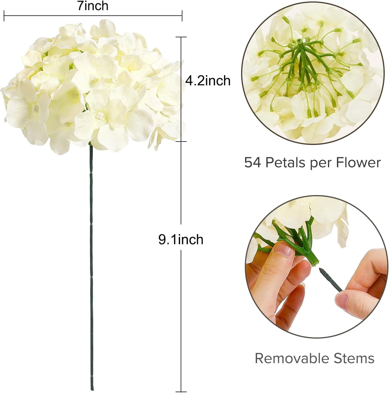Auihiay Artificial Hydrangea Flowers for Wedding Decor and DIY Floral Arrangements (Champagne, 10-Pack, 7 in Blooms) 1koj6