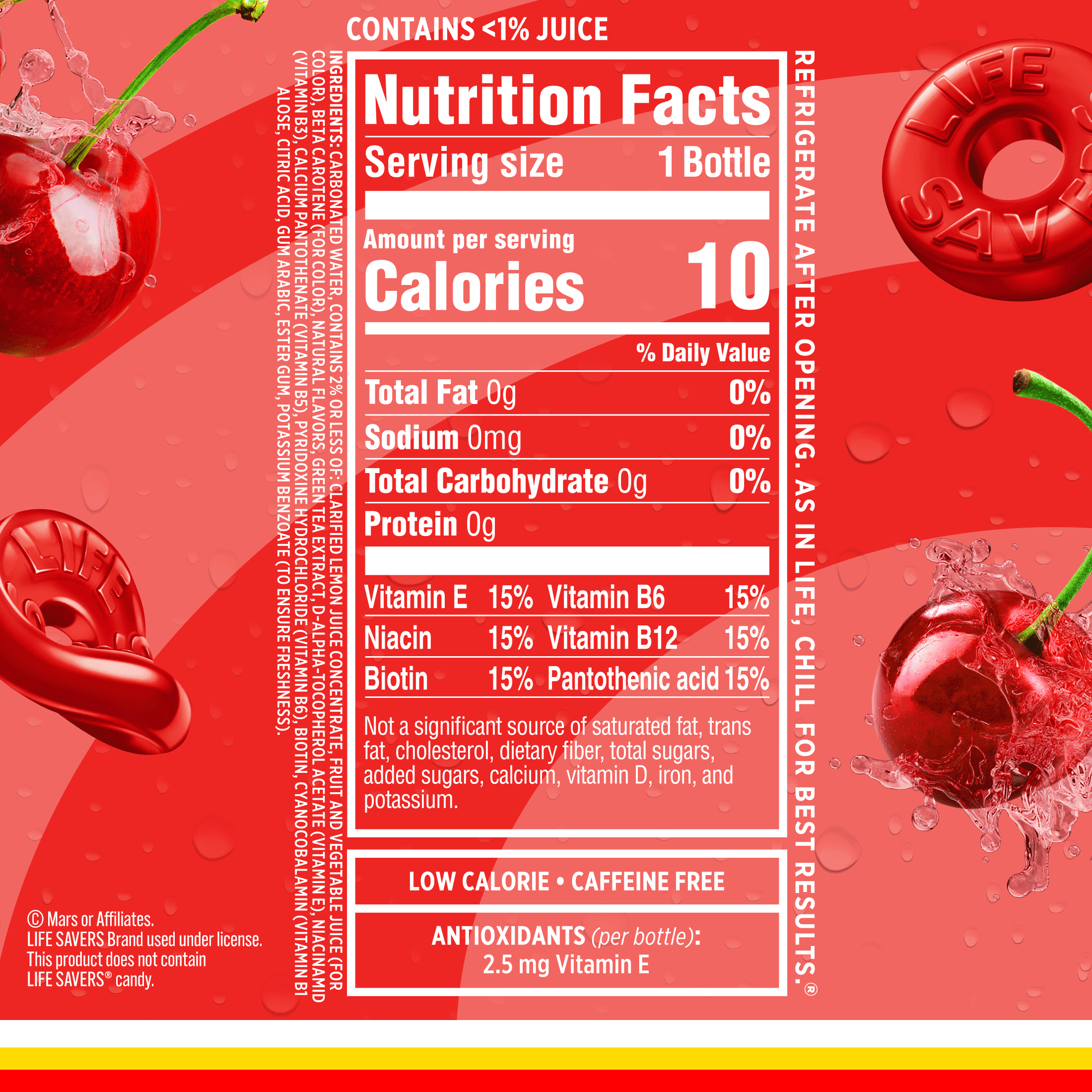 Sparkling Ice Life Savers Wild Cherry Sparkling Water (Zero Sugar, 17 oz) 6vsjw
