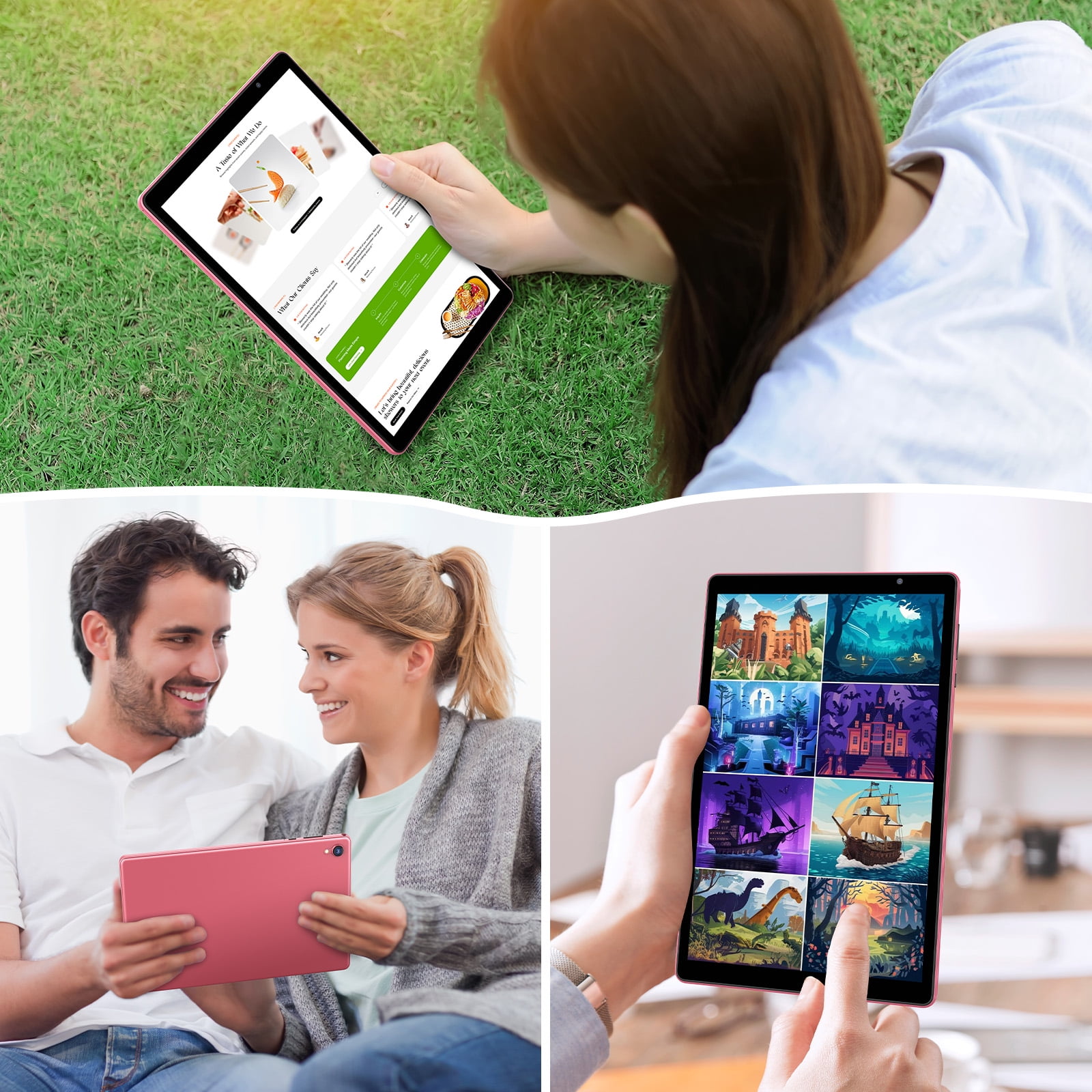 Tedupee 10 in Android 14 Tablet Quad Core Processor 4GB RAM 32GB ROM IPS HD Display (Pink, 10 in) m7n7m