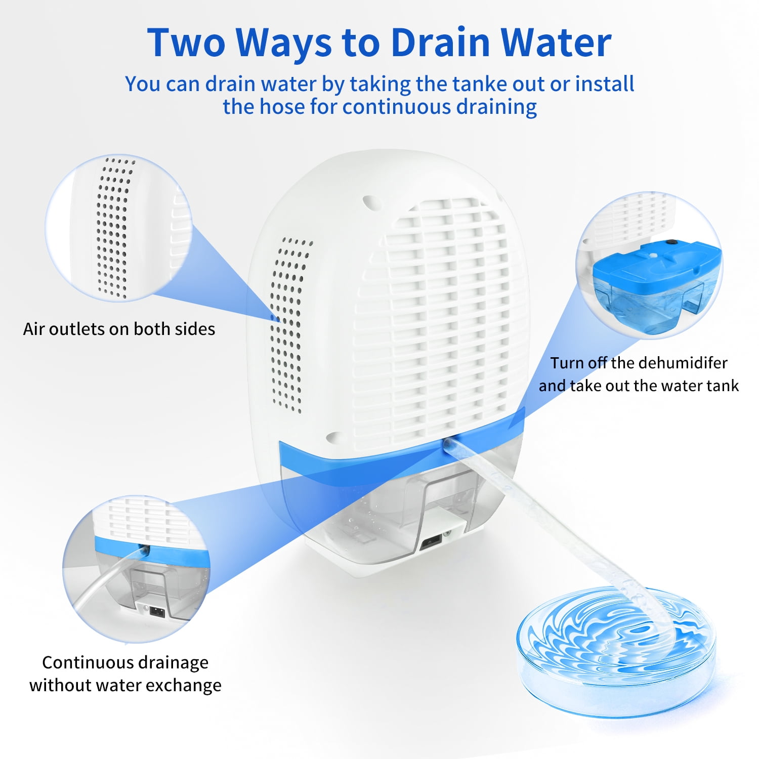 HOPEPOW Portable Dehumidifier for Home and Bedroom (White, 2 Pint) qf86d