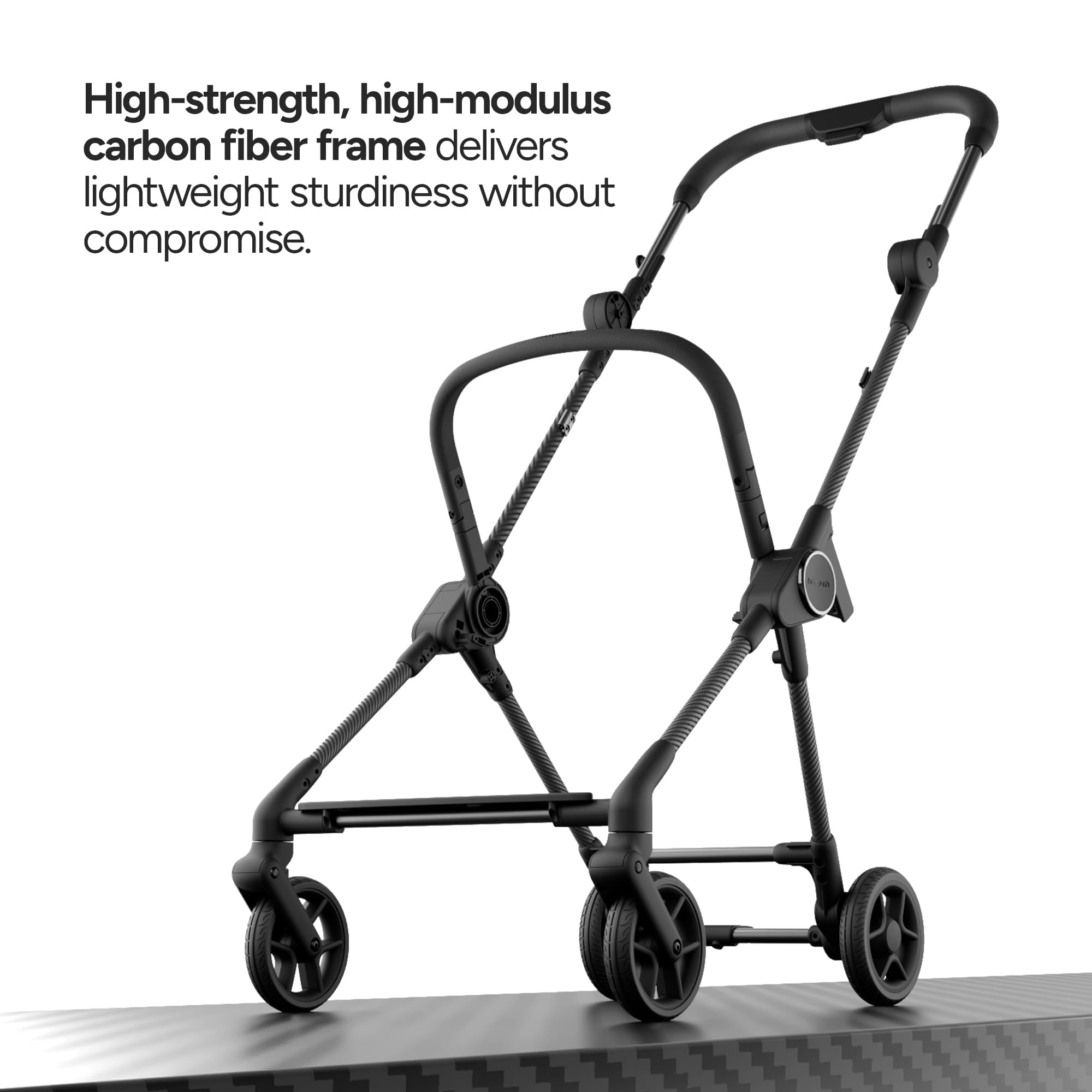 Mompush Nexis Carbon Ultra-Light Travel Stroller (Black, 50 lb Capacity) bntmj