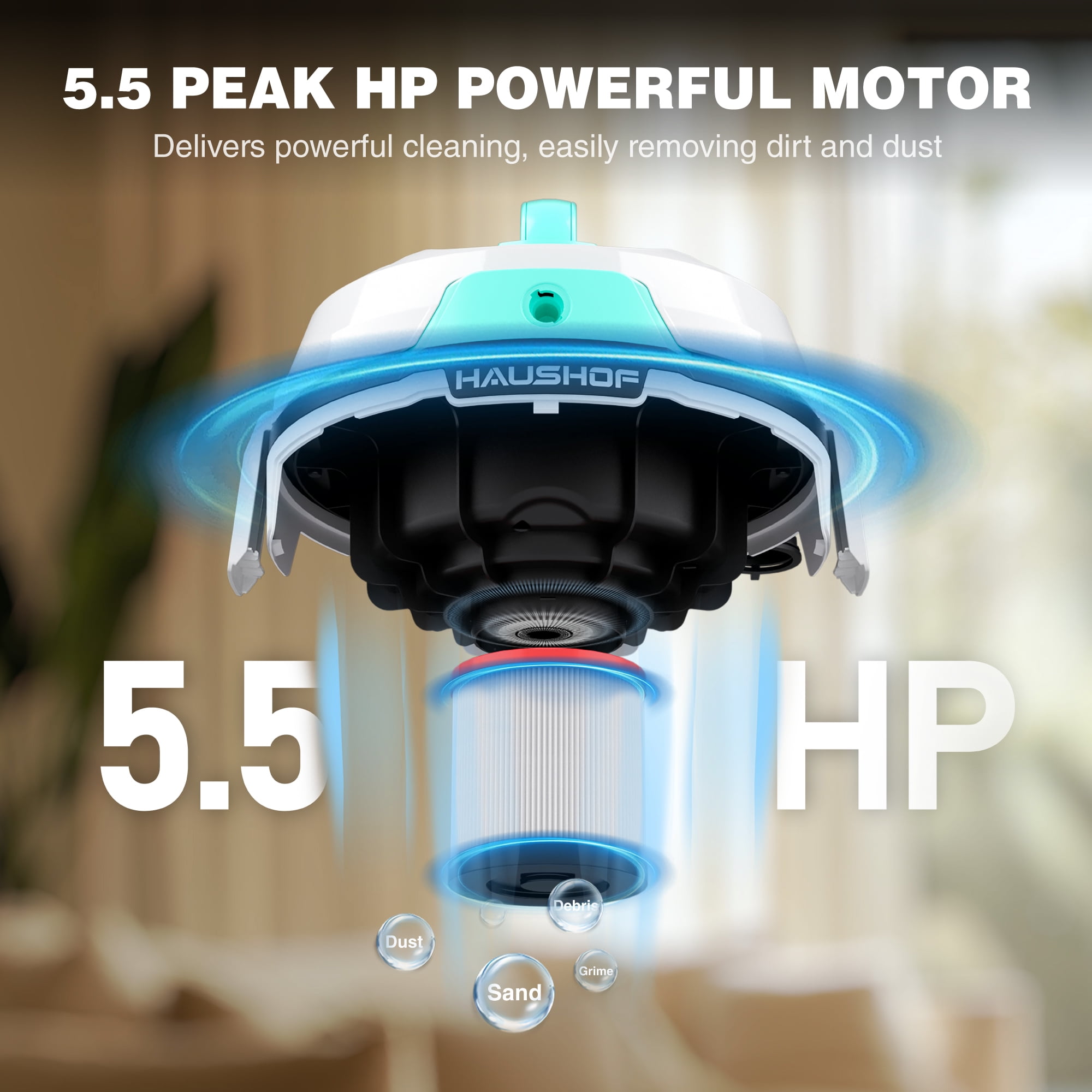 HAUSHOF 4 Gallon 5.5 Peak HP 4-in-1 Wet/Dry Shop Vacuum Cleaner with Blower and Upholstery Cleaning (Grey, 4 Gallon) 4raml