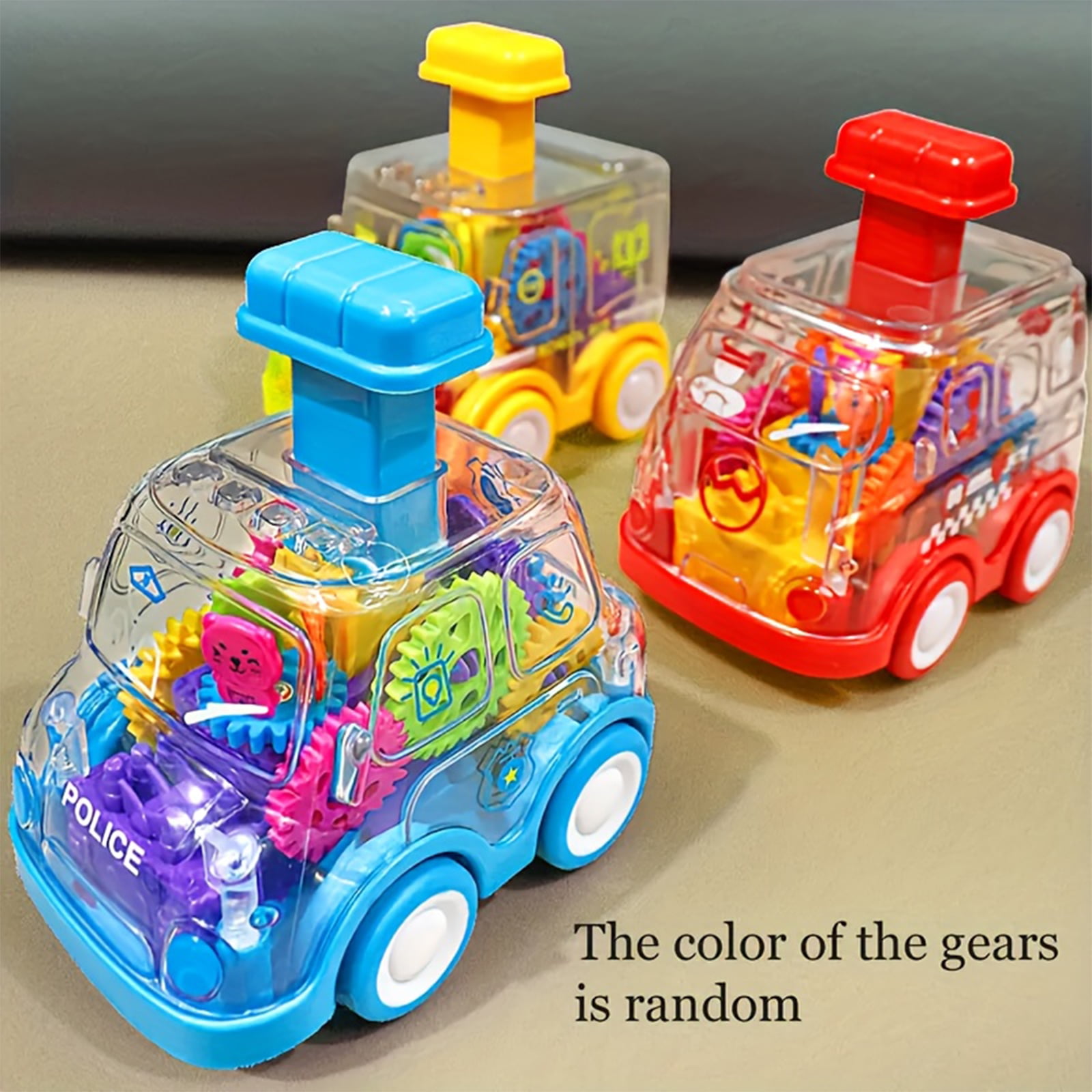 Tinn Toys Transparent Gear Powered Friction Toy Car (Clear, 6 in) cmi0j