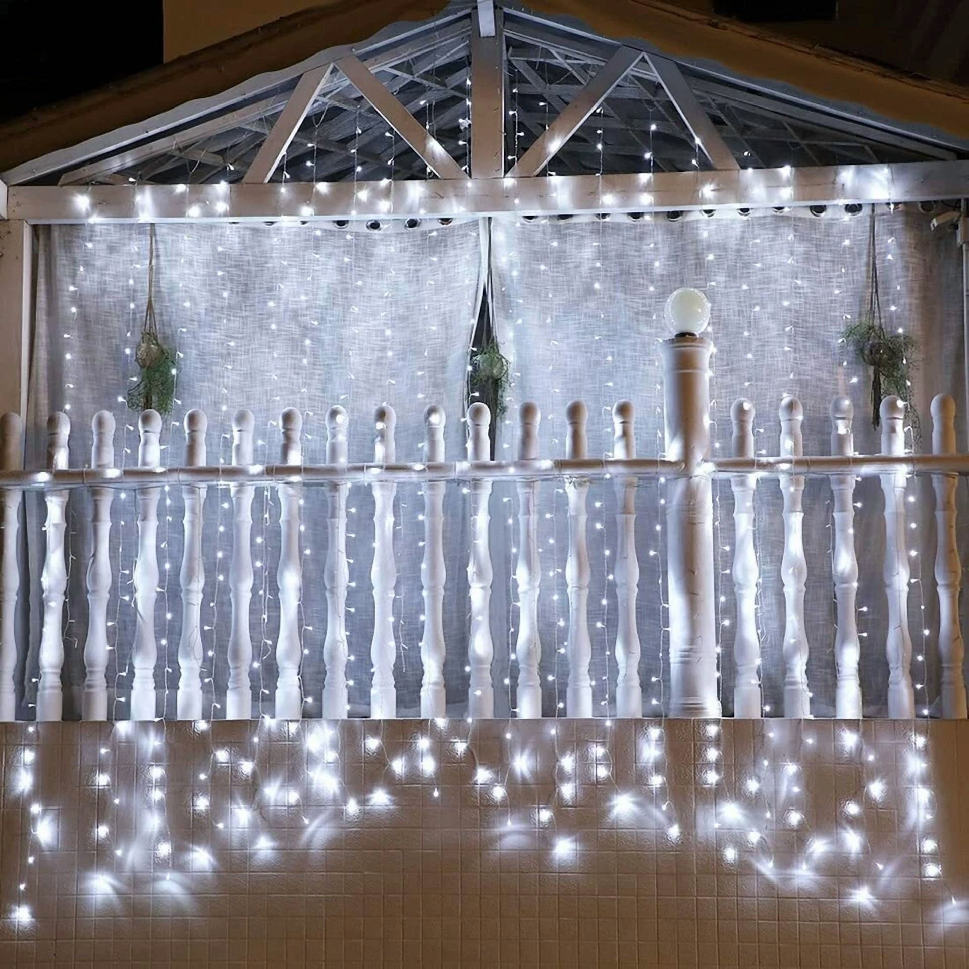 VAULT LED Curtain Fairy Lights USB String Light with Remote for Holiday Wedding Party Decor (Warm White, 9.8 ft x 9.8 ft) wkyth