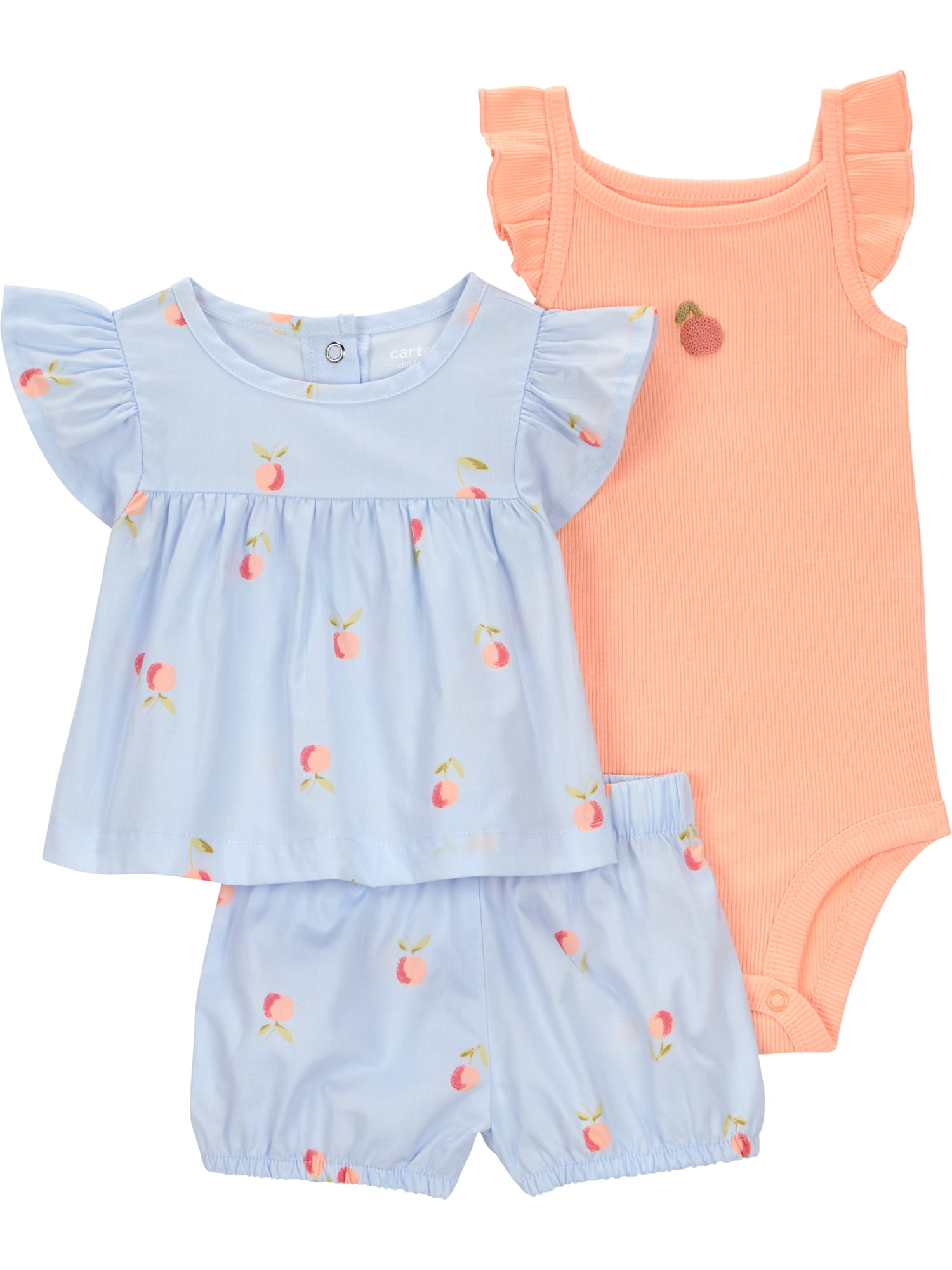 Carter's Child of Mine Baby Outfit Set 3-Piece Cotton Apparel (Orange, 0-3 Months) vq1b2