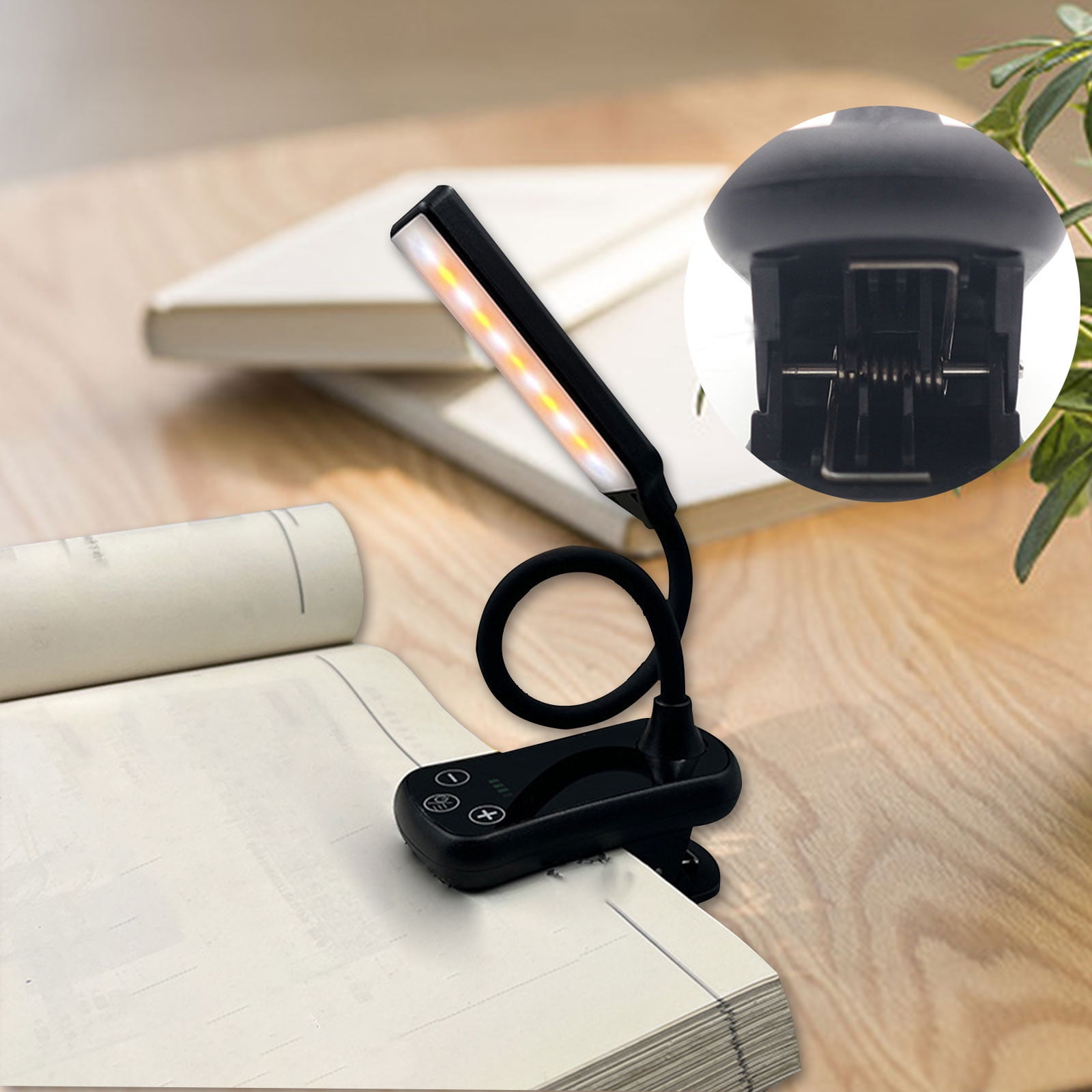 SGCYLOWQ LED Rechargeable Reading Light, Clip-on Book Lamp for Bed Headboard (Black, 1 Pack) 9dp1r
