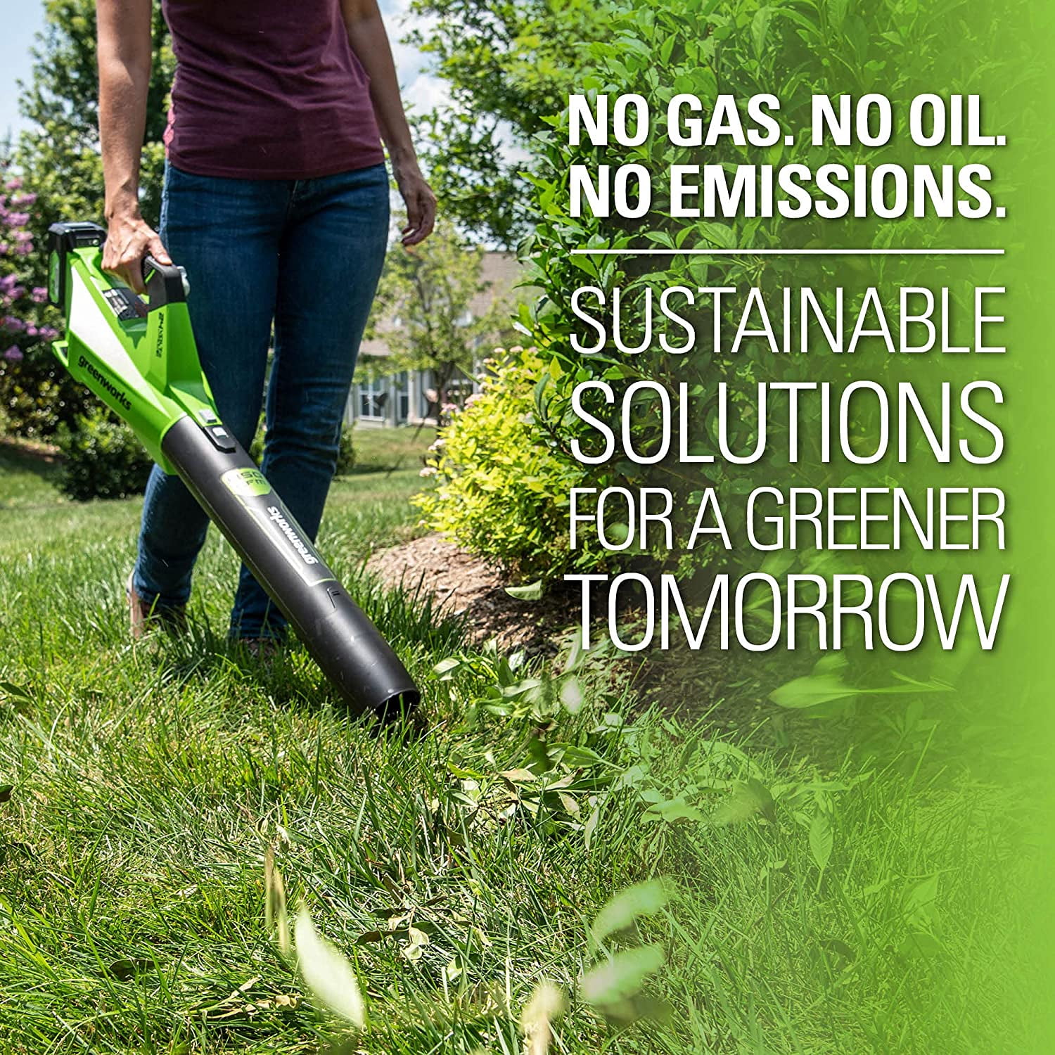 Greenworks Brushless Cordless Leaf Blower Kit with Battery and Charger (Green, 450 CFM) mq1vm