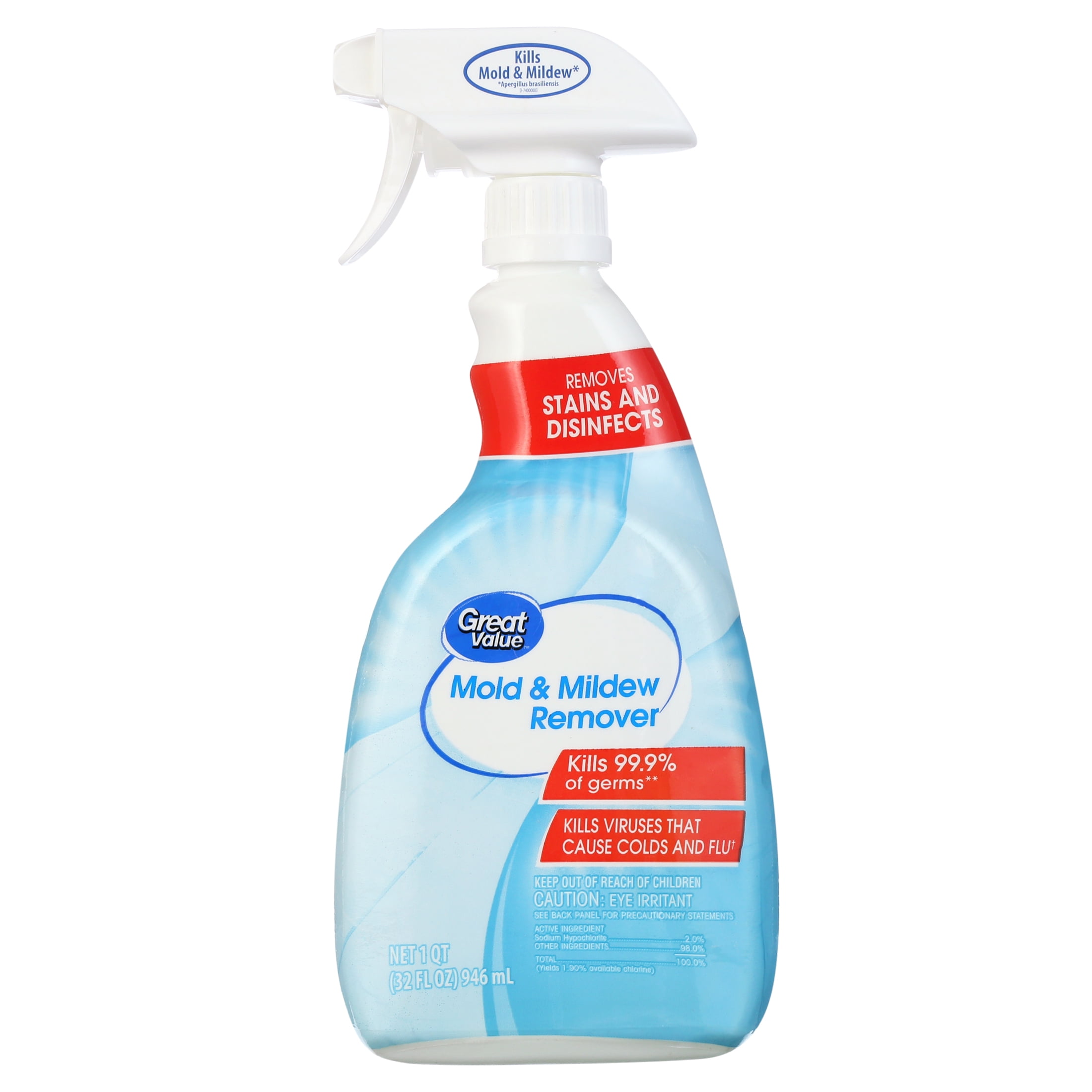 Great Value Mold & Mildew Remover (Heavy-duty Cleaning Solution, 32 fl oz) oozfh