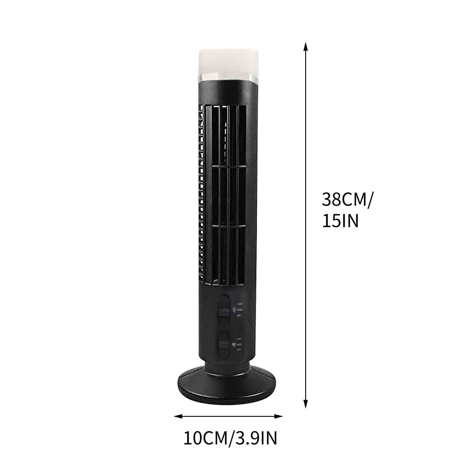 Asxite Portable Leafless Tower Fan, USB Rechargeable Desktop Cooling Fan with Night Light (White, 1 Pack) atz0b