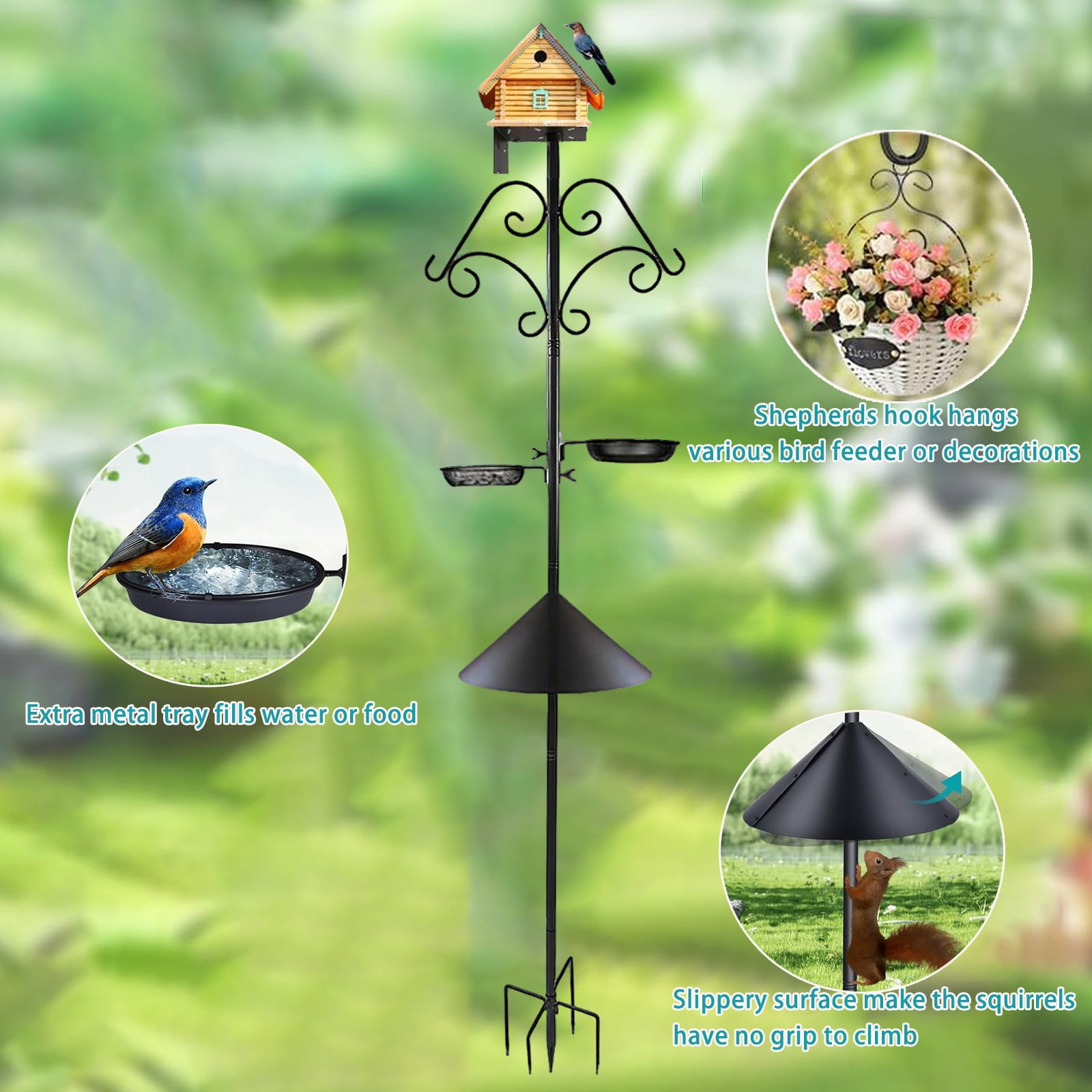 Saburrnity Bird Feeder Pole Stand (Heavy-Duty Metal, 92 in) 5fa1r
