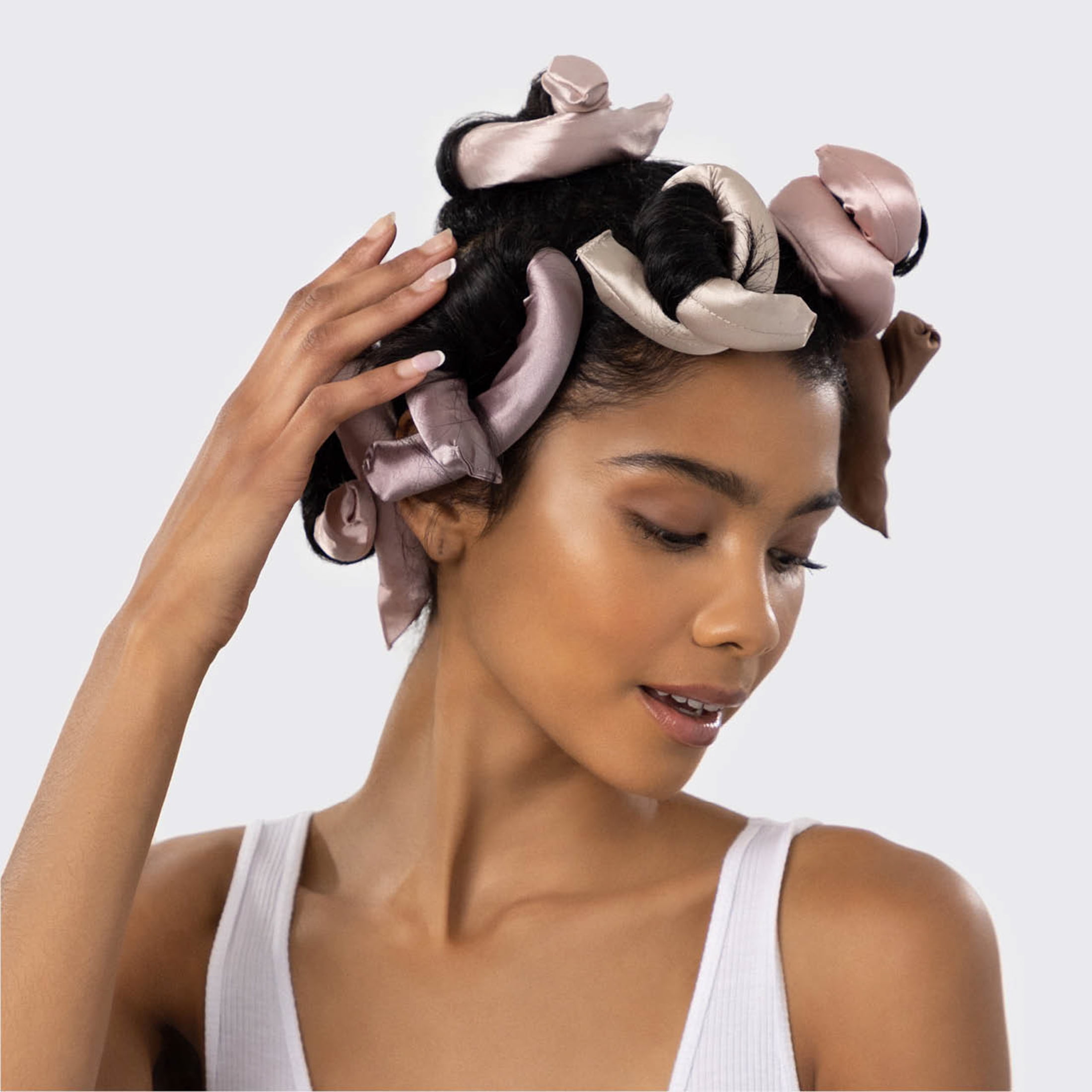 Kitsch Flexi Rods Heatless Hair Curler, Satin Covered Curling Rod (Rosewood, 6pcs) wtirl