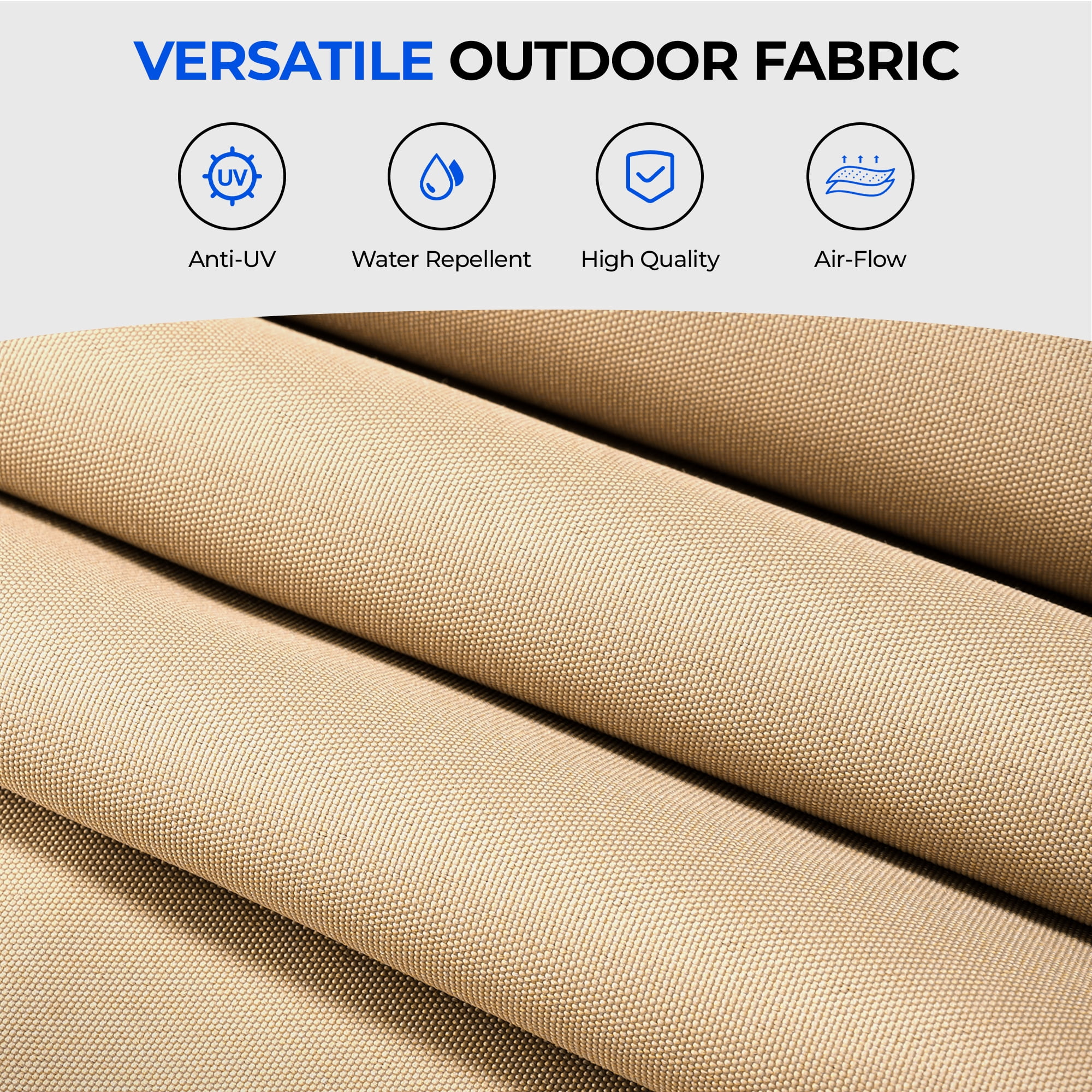 TASKBAY 15ft Double-Sided Patio Umbrella with Solar LED Lights and Base (Beige, 15ft x 9ft) kxlq0