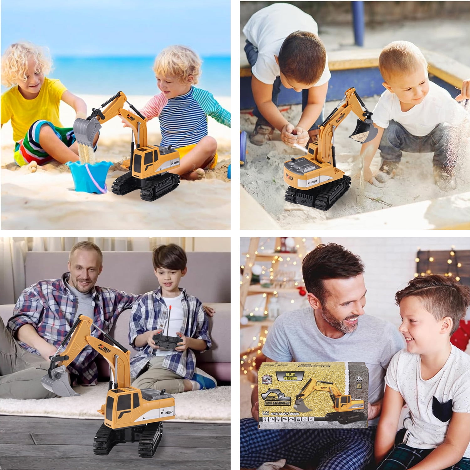 Zacro Remote Control Excavator Toy, 6-Channel RC Construction Truck with Metal Shovel, Lights and Sounds (Yellow, 1:24 Scale) 1h6nn