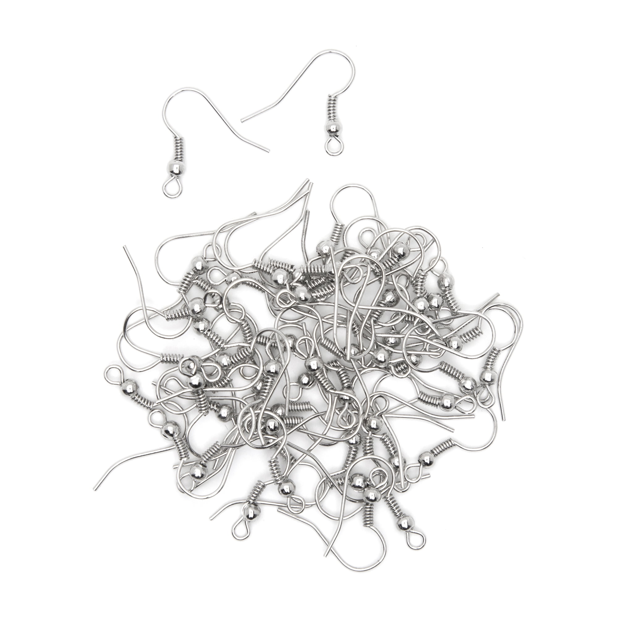 Cousin Metal Fishhook Earwires for Jewelry Making, Durable Craft Findings (Silver, 136 Pieces) 0p4yt
