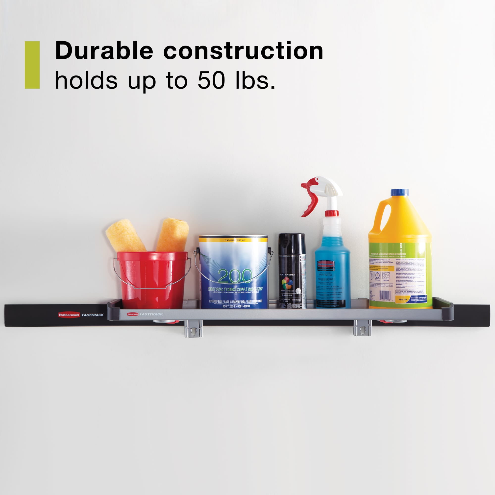 Rubbermaid FastTrack Garage Storage Large Metal Shelf (Satin Nickel, 50 lb Capacity) z83ks