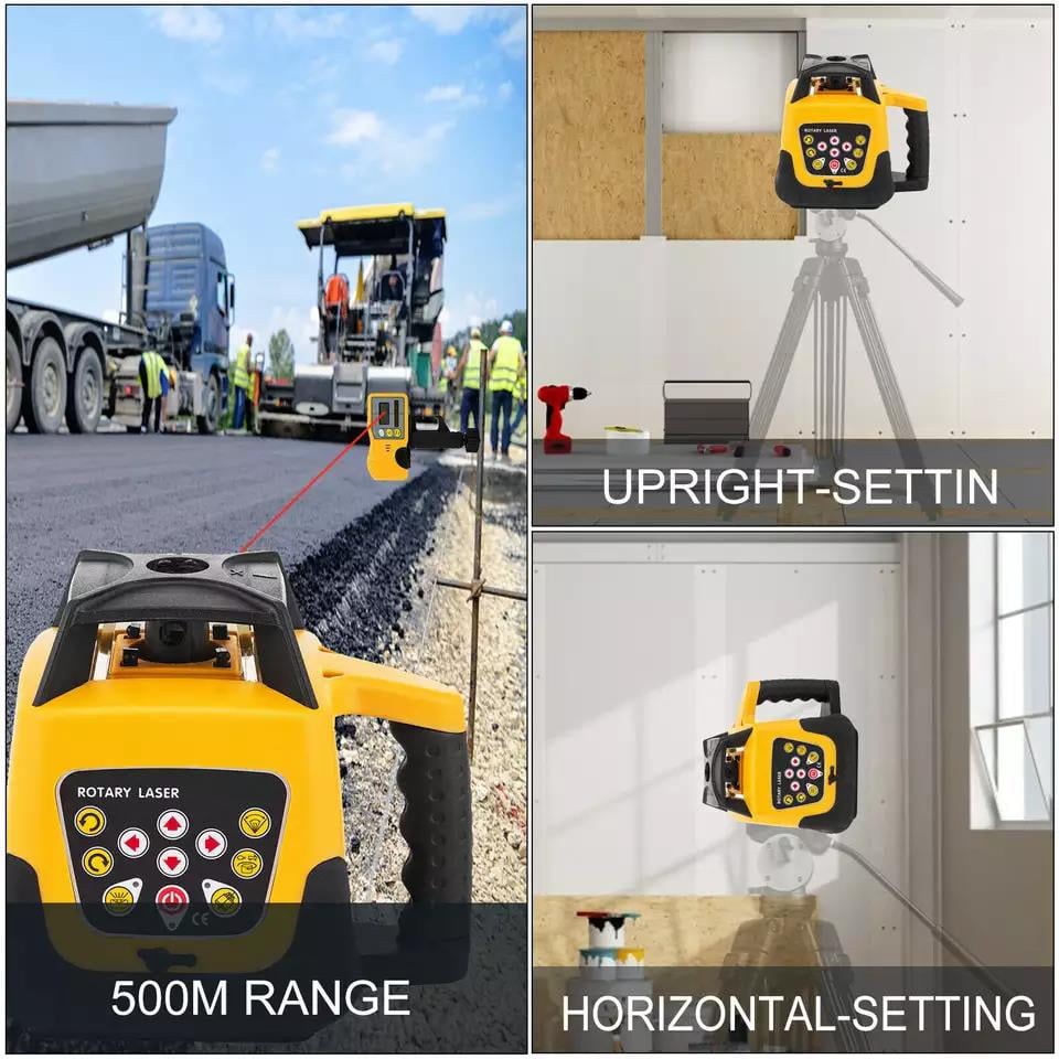 SIHAO Self-Leveling Rotary Laser Level Kit, 360-Degree Horizontal Vertical Transit with Tripod & 16.4 ft Staff (Red, 1640 ft Range) 845l9