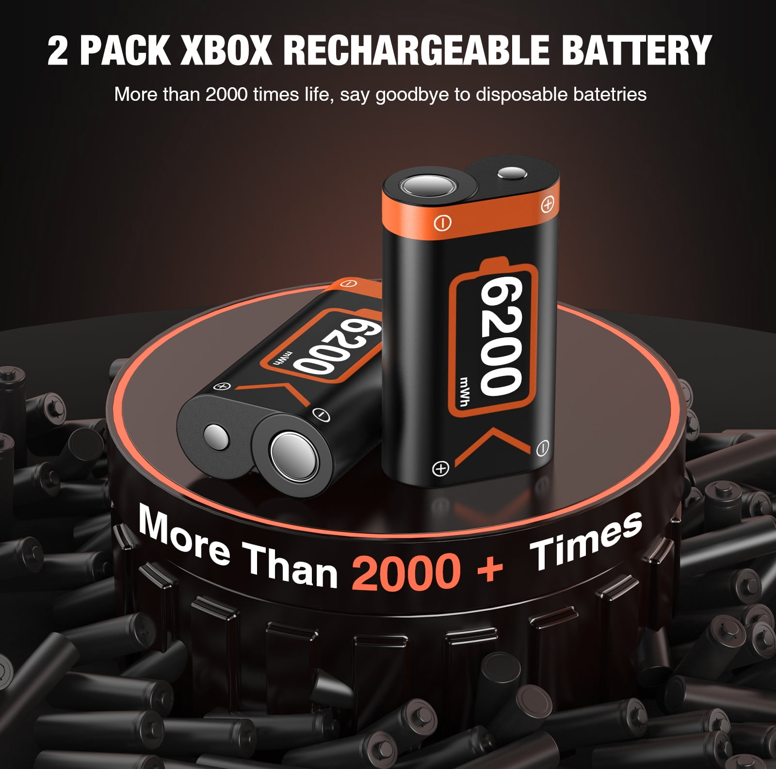 EUROA Rechargeable Battery Pack for Xbox Series X/S and Xbox One Controllers (Orange, 2 Pack) gp9me