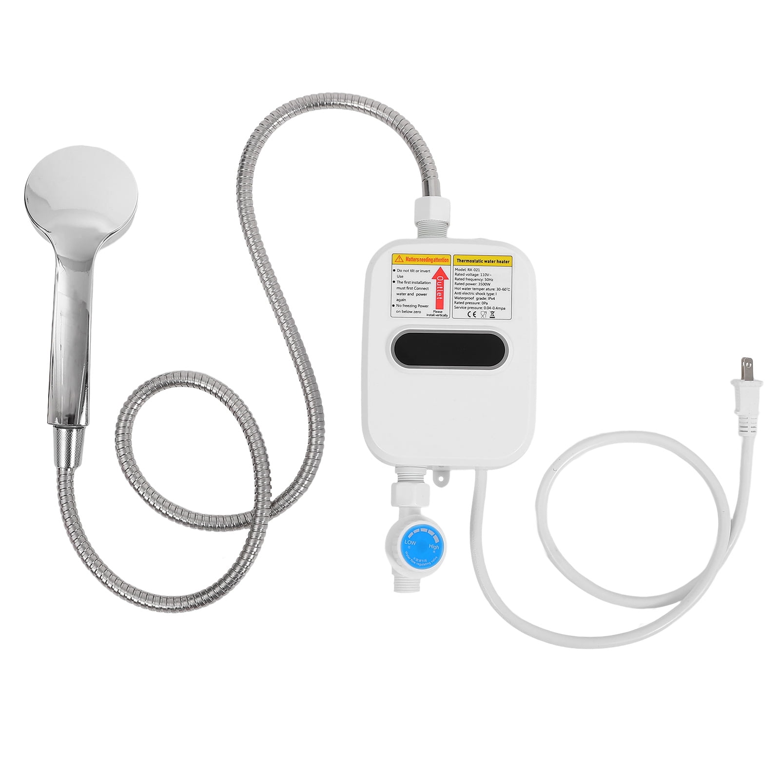 Bestonzon Instant Electric Water Heater Tankless Shower and Faucet System (White, 110V) ox7jc