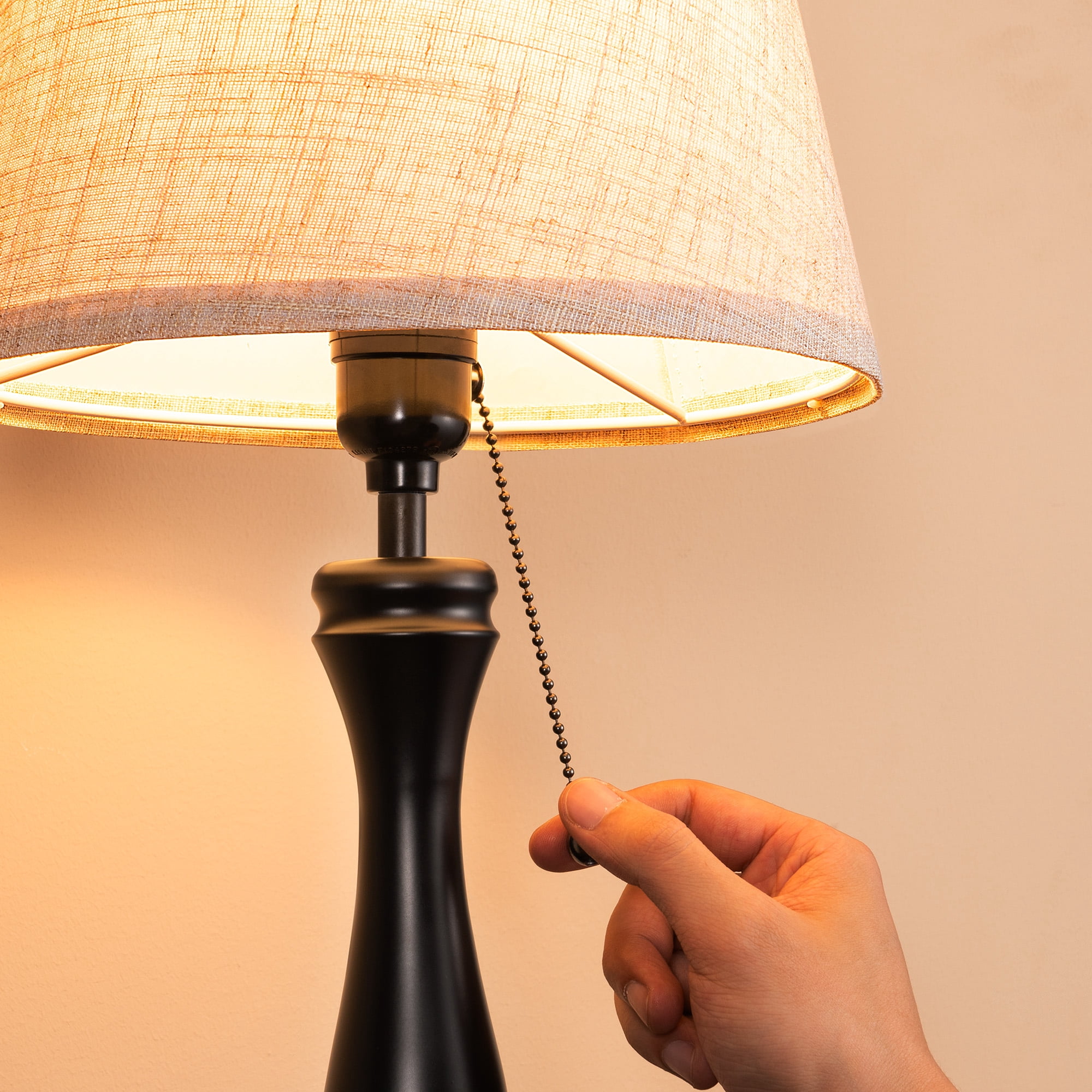 EDISHINE Modern Table Lamp with Linen Shade and Pull Chain Switch (Beige, 18 in) afit4