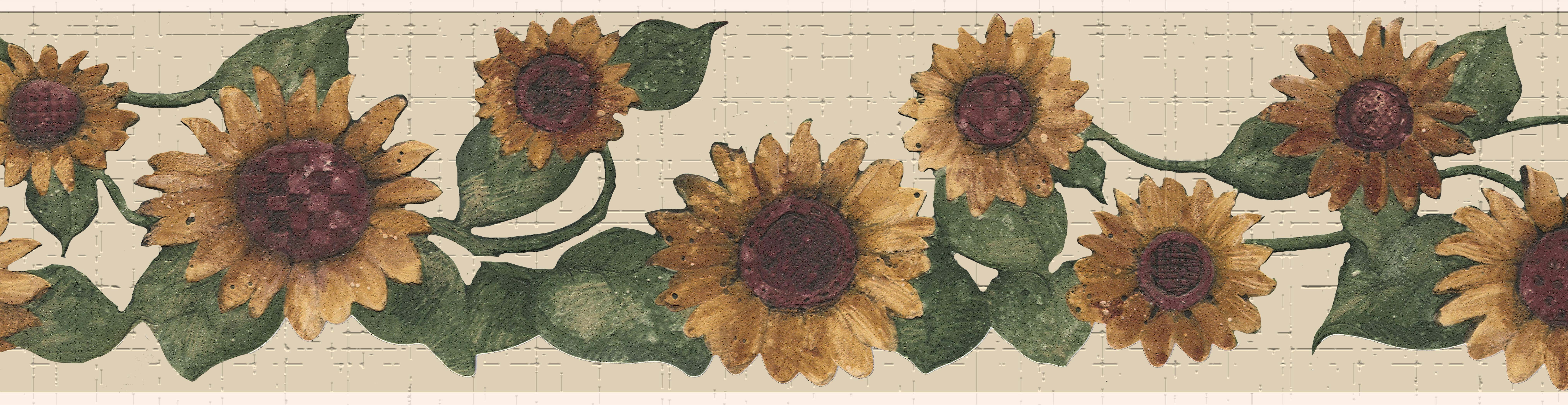 Dundee Deco Peel and Stick Wallpaper Border, Floral Sunflower Retro Wall Decor (Yellow Green, 15 ft x 7 in) kgiwd