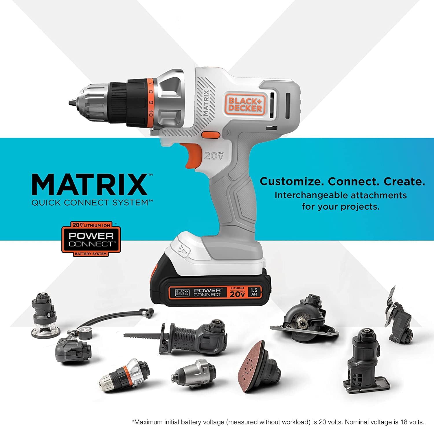 BLACK+DECKER 20V MAX MATRIX Cordless Drill Driver Kit (Black, 1 Kit) sqme8