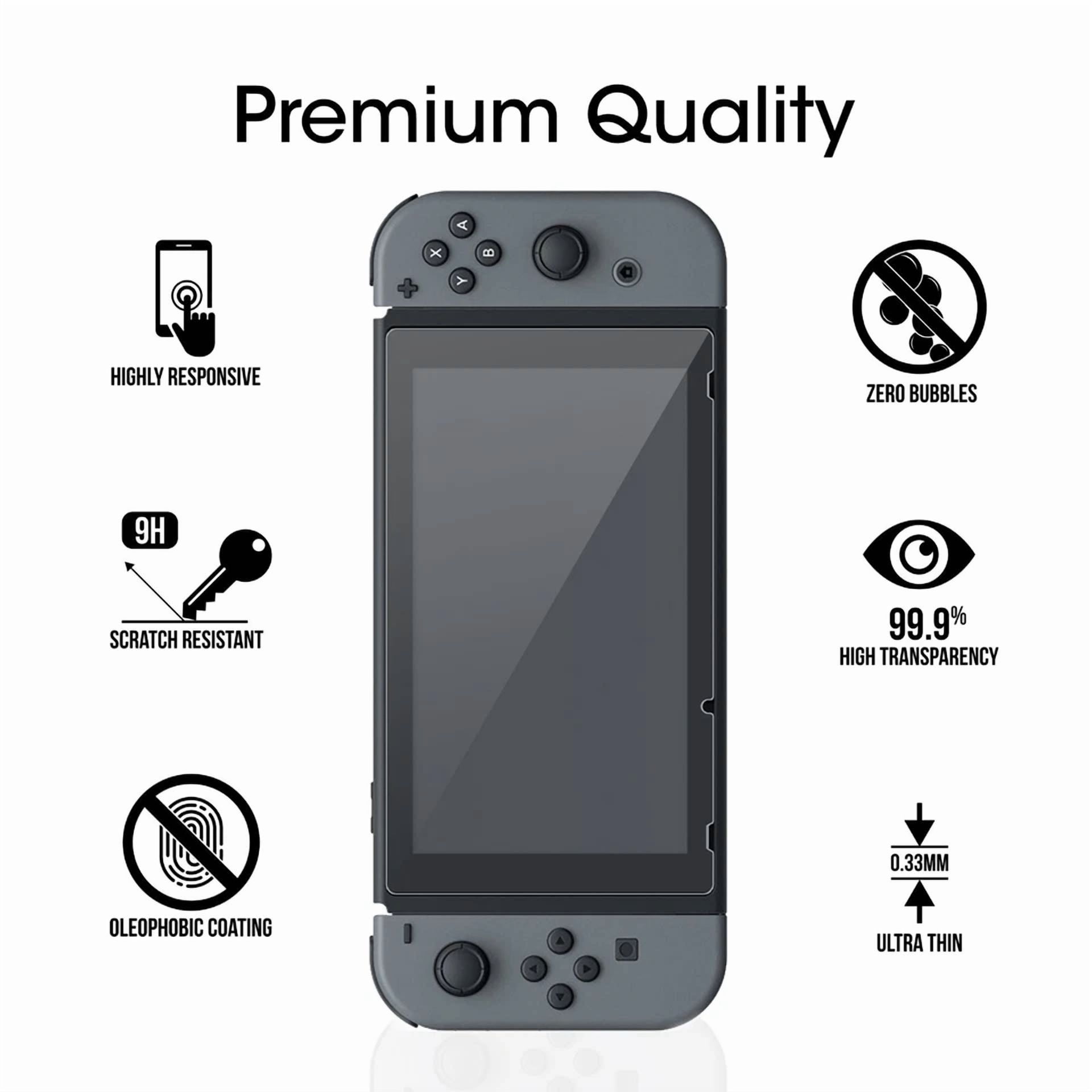 Amfilm Nintendo Switch Tempered Glass Screen Protector (Scratch-Resistant, Ultra-Clear) (2 Pack) cqxk2