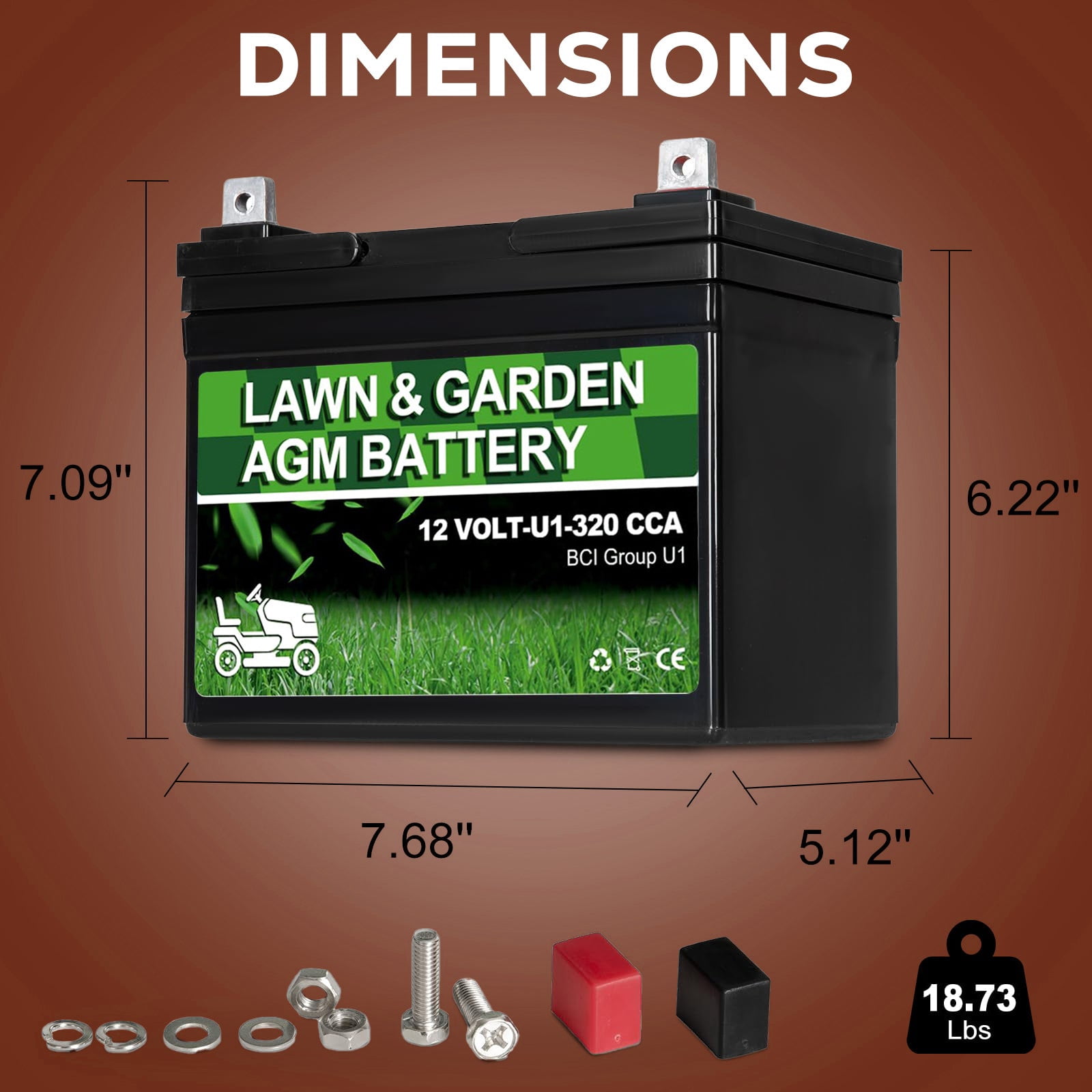 ANLIBATT AGM Lawn Mower Battery (Group Size U1, 12V, 320 CCA, 28Ah) b0096