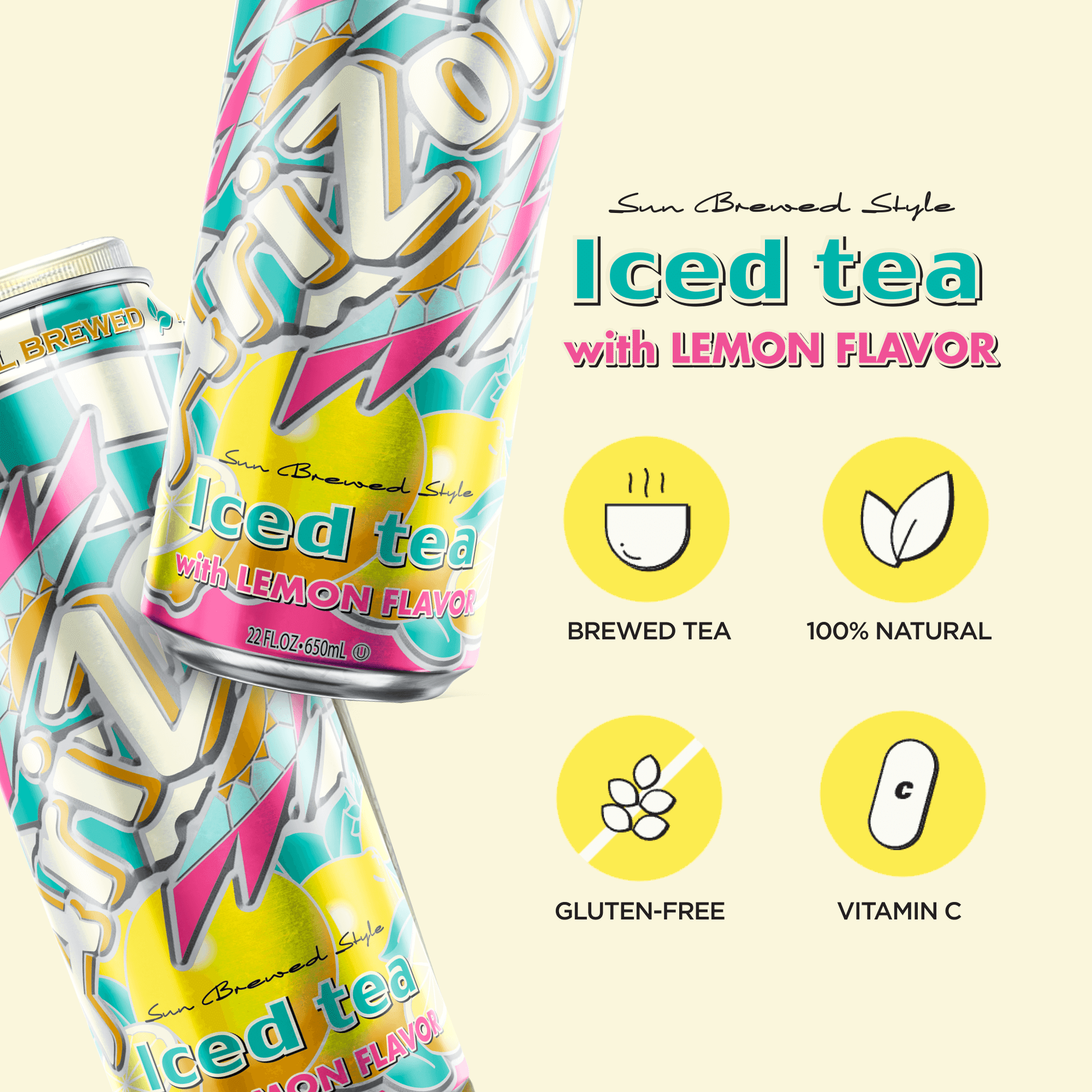 AriZona Lemon Tea Refreshing Citrus Flavored Beverage (22 fl oz) 4sfut