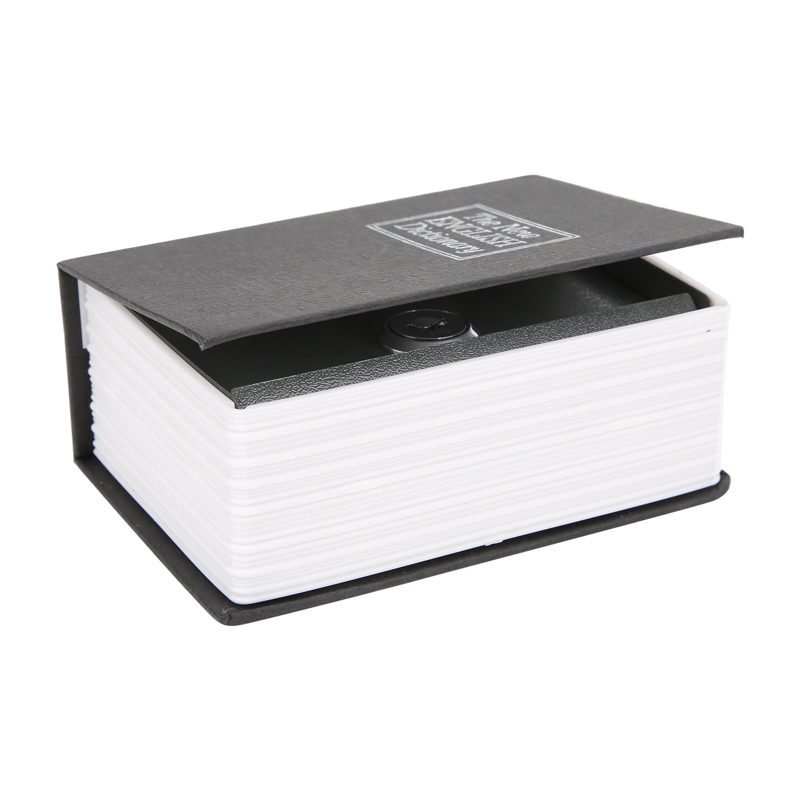 LIYJTK Secret Book Safe with Key Lock, Hidden Metal Security Box for Cash and Jewelry (Black, 4.5 in x 3.1 in x 1.8 in) qjmri
