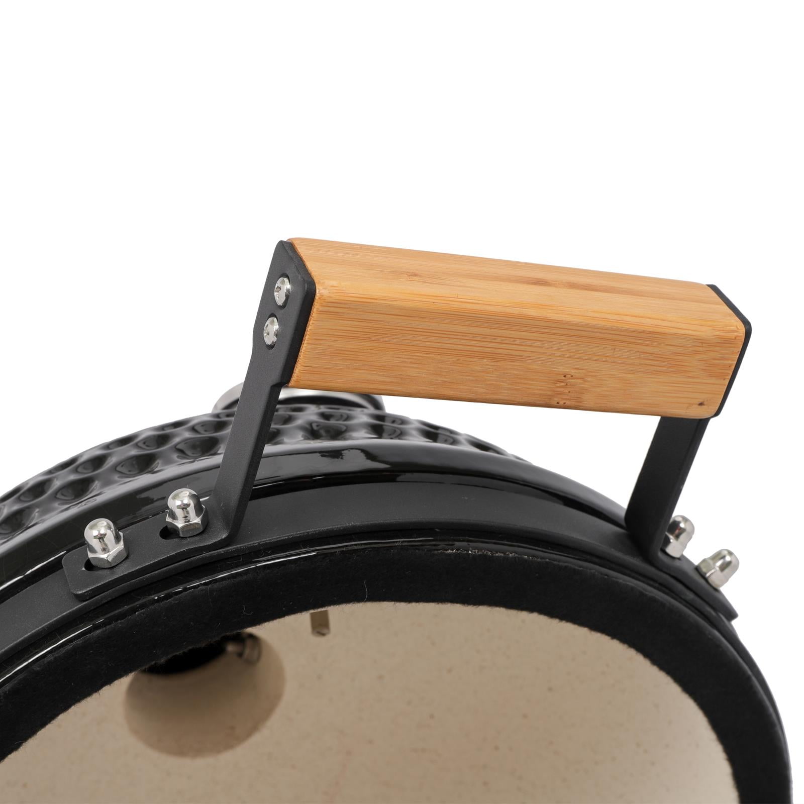 Zimtown Charcoal BBQ Grill, Ceramic Heat-Insulated Outdoor Cooking Station (Black, 13 in) 2p3uw