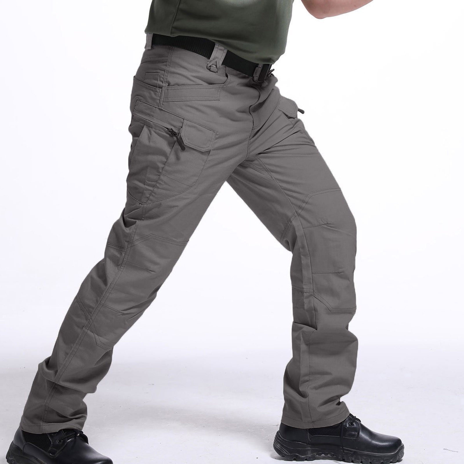 QATAINLAV Men's Tactical Cargo Pants Waterproof Rip-Resistant Outdoor Hiking Trousers (Gray, 4XL) 0bzxf