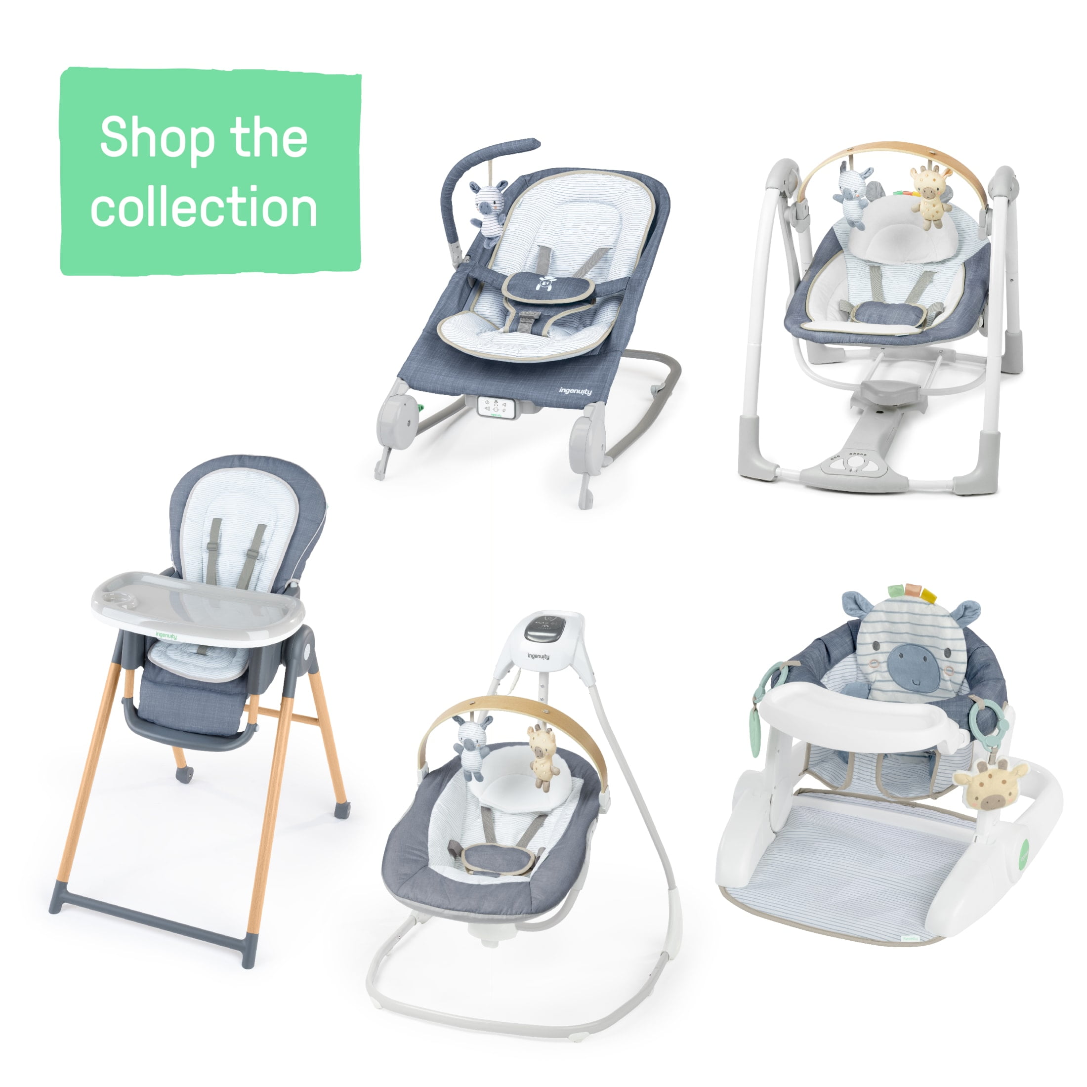 Ingenuity Swing 'n Go Portable Baby Swing, Compact Foldable Infant Rocker with 5 Speeds and Music (Chambray Blue, 20 lb Capacity) 1ieis