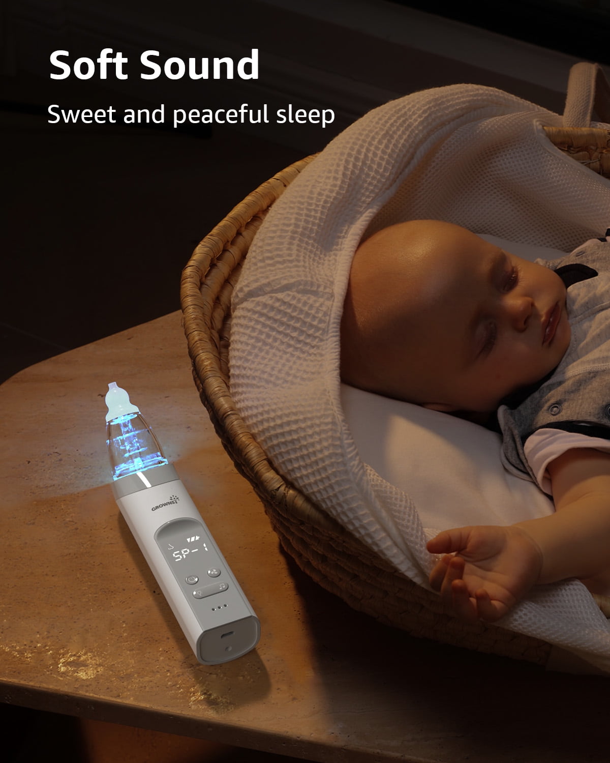 GROWNSY Baby Nasal Aspirator Electric Nose Cleaner with 3 Suction Levels (White, 1 Unit) hz5cr