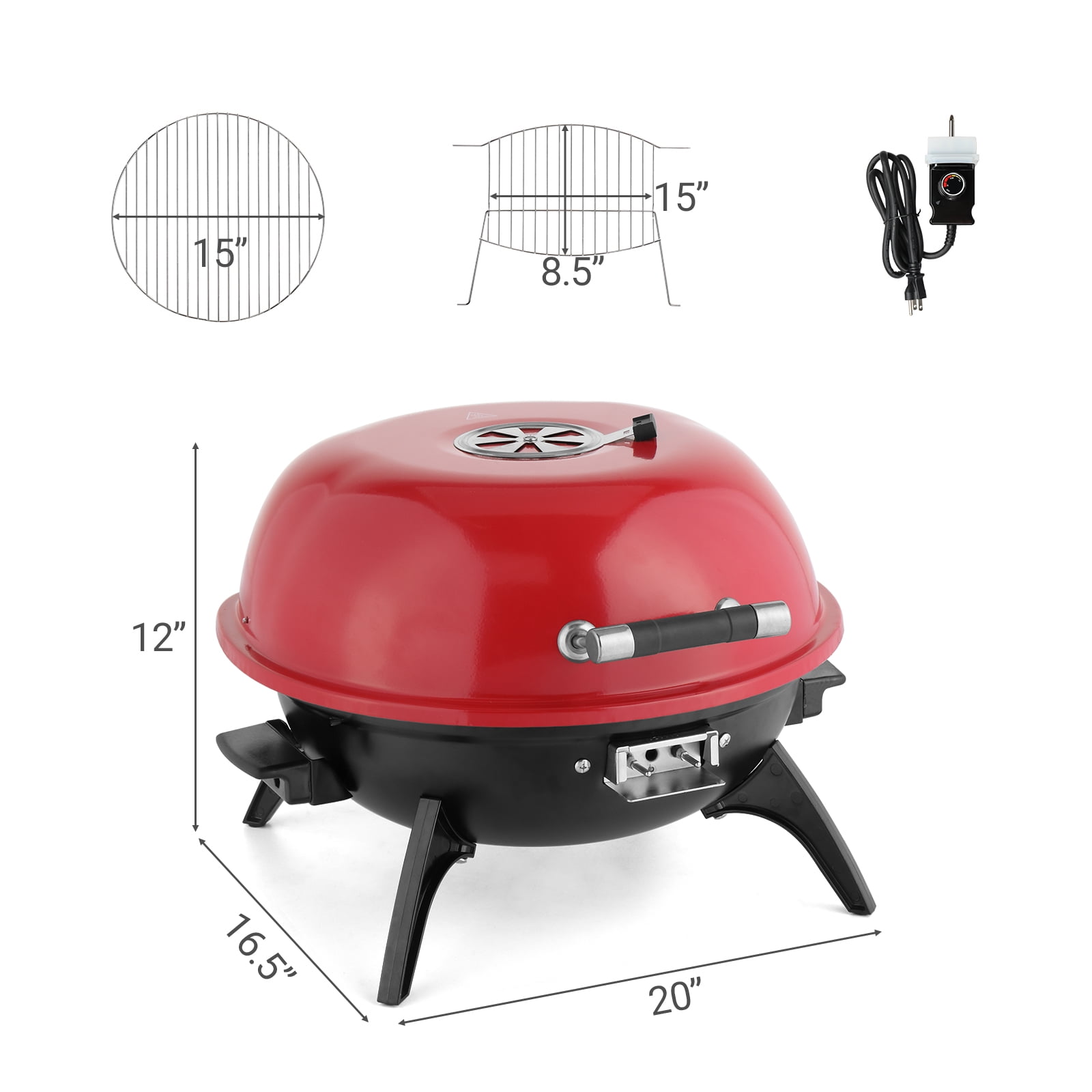 BAYUELSWU Electric BBQ Grill, Portable Tabletop Barbecue with Precise Temperature Control (Black, 1600W) s03jz