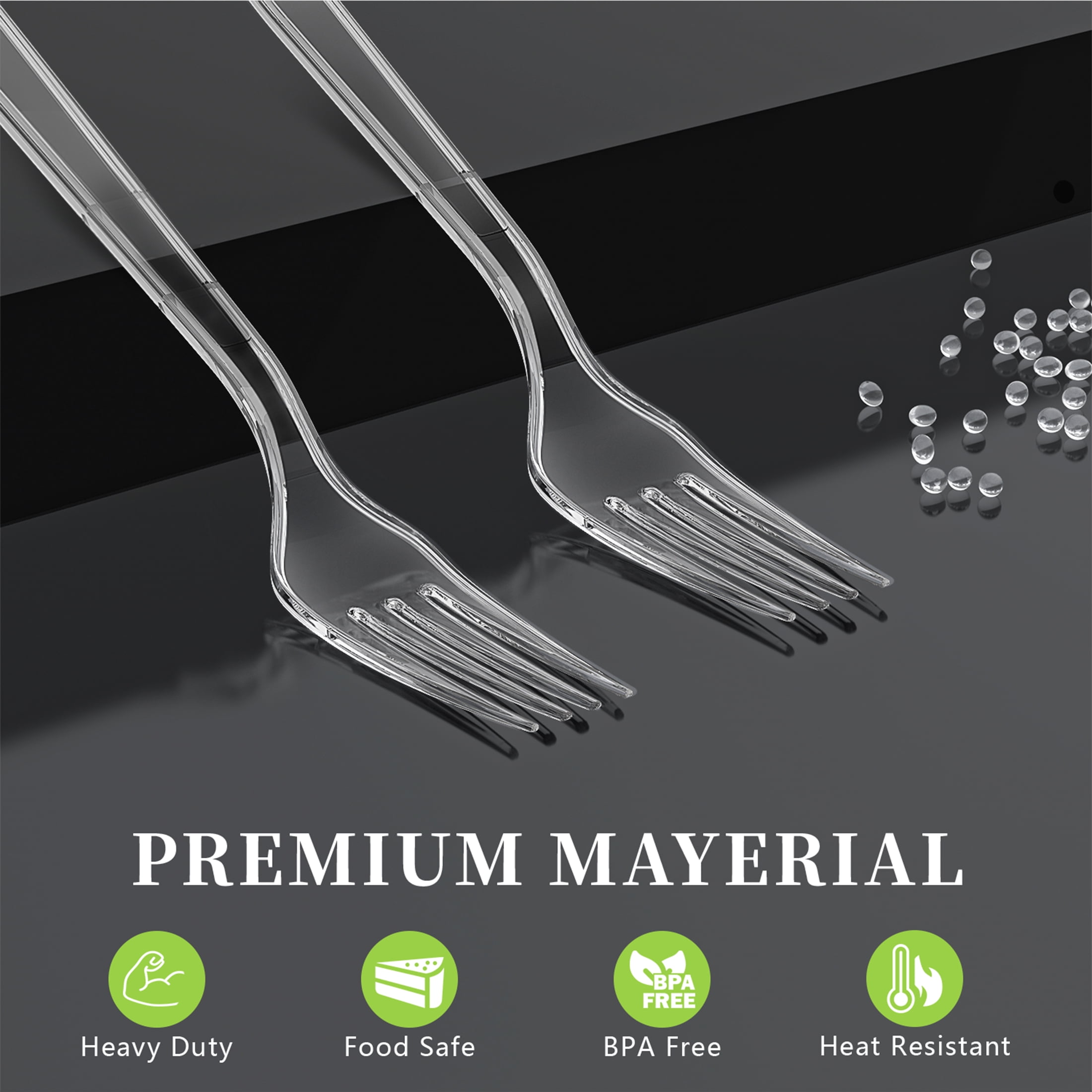 GPED Heavy Duty Disposable Plastic Forks, Heat Resistant Clear Silverware for Parties and Events (Clear, 360 Count, 7.1 in) imipx