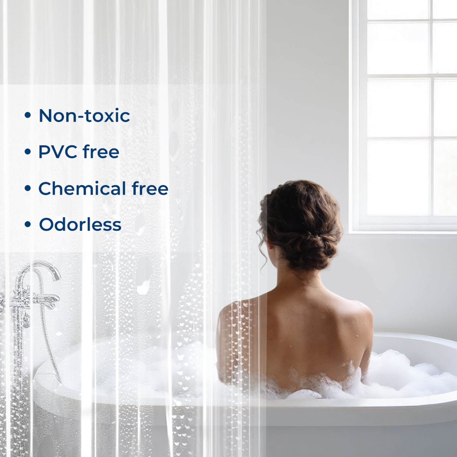 Yiannan PEVA Shower Curtain Liner, Waterproof Heavy-Duty Bathroom Accessory (Clear, 71 in x 72 in) r0od7