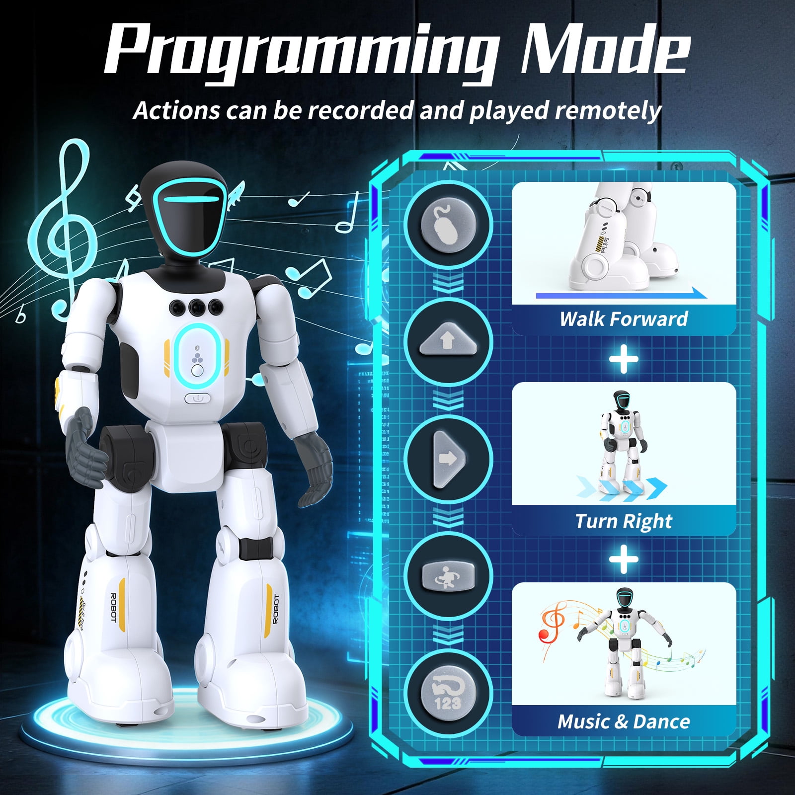 GMDISC Remote Control Robot Toy, Interactive Smart Programmable Robot with Gesture Sensing (White, 10 in) bca7a