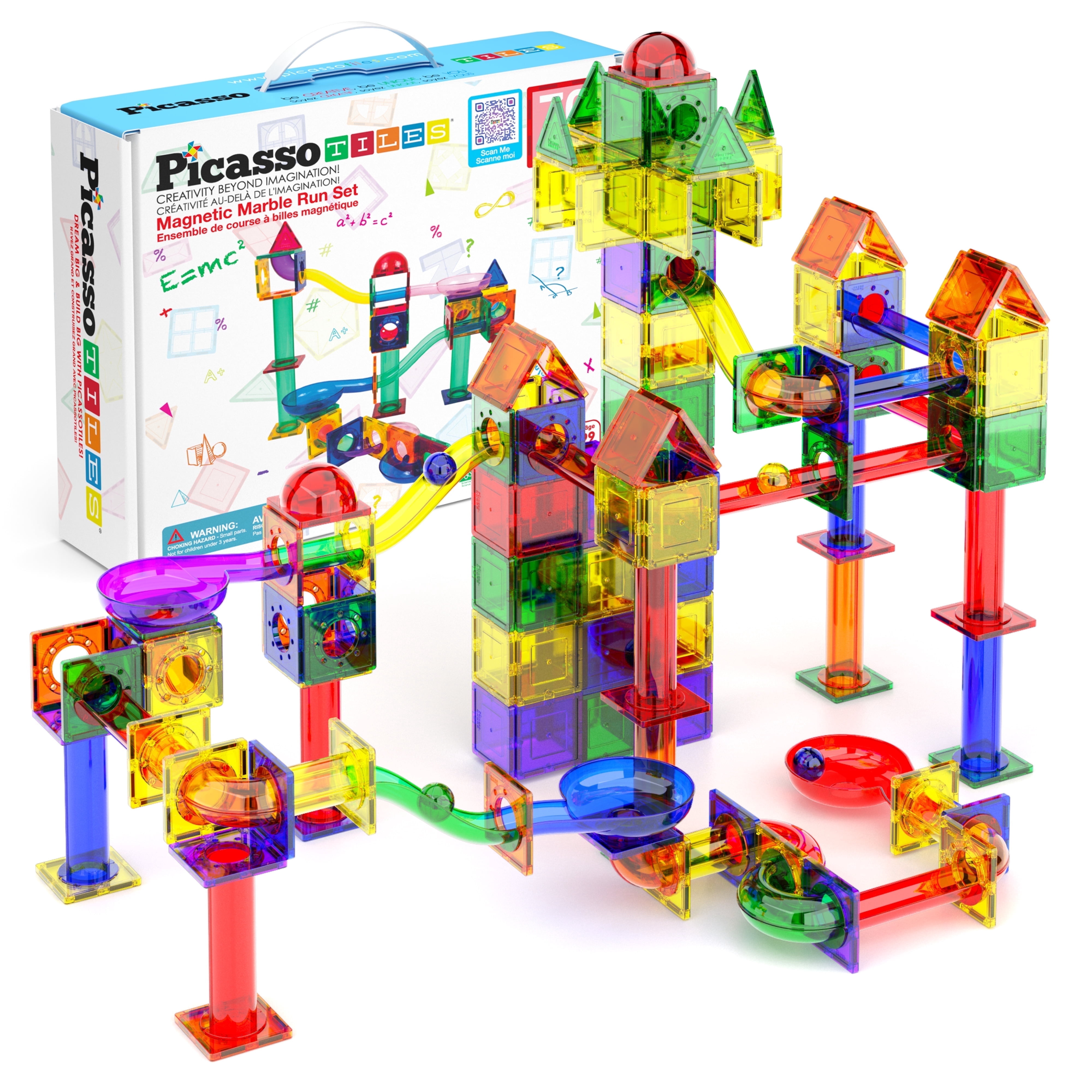 PICASSO TILES Marble Run Magnetic Building Blocks STEM Educational Race Track Set (71 Pieces) hrskg