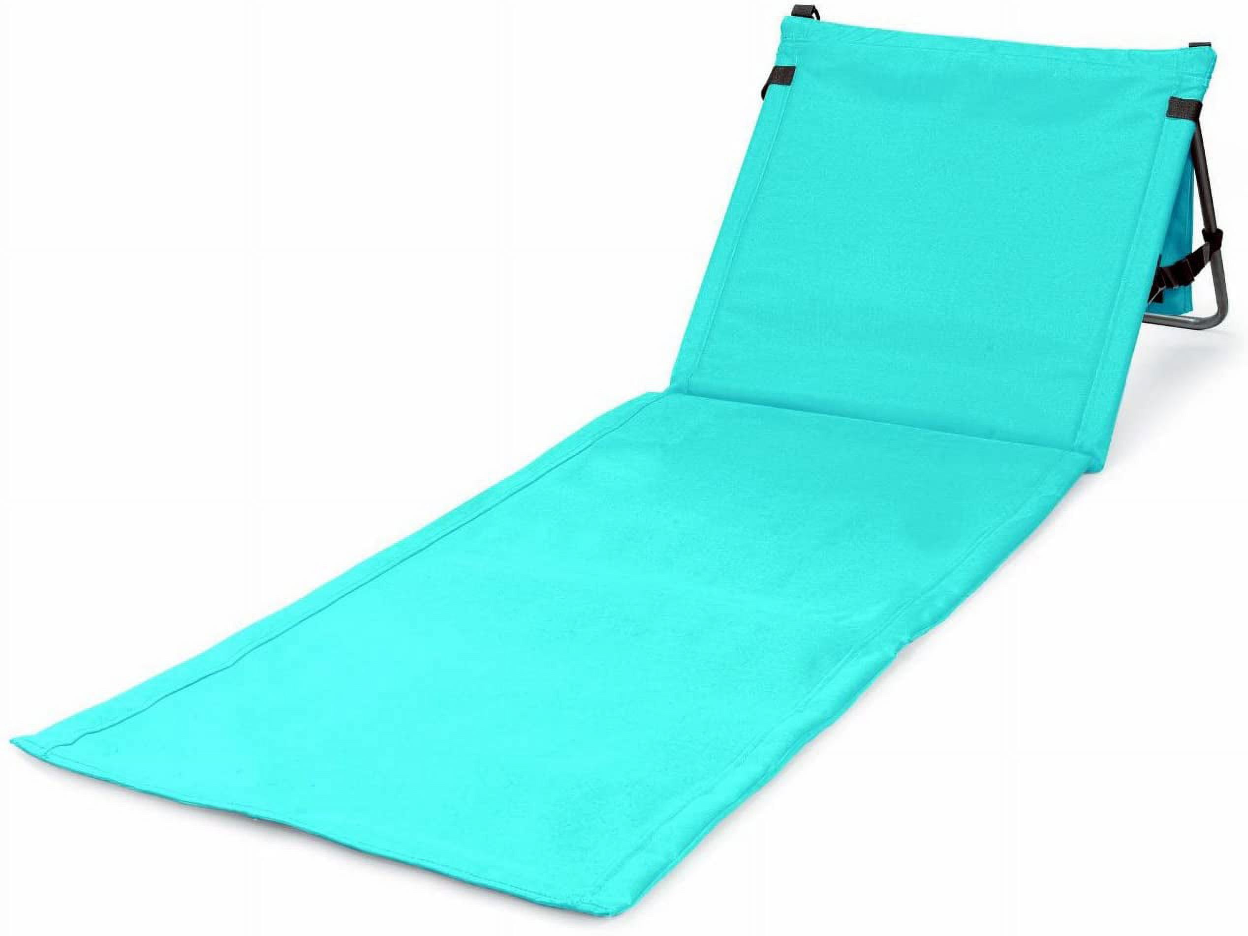 Bo-Toys Portable Beach Mat Padded Lounge Chair with Attached Tote (Blue, 21.25 in x 63.5 in) pw5hw