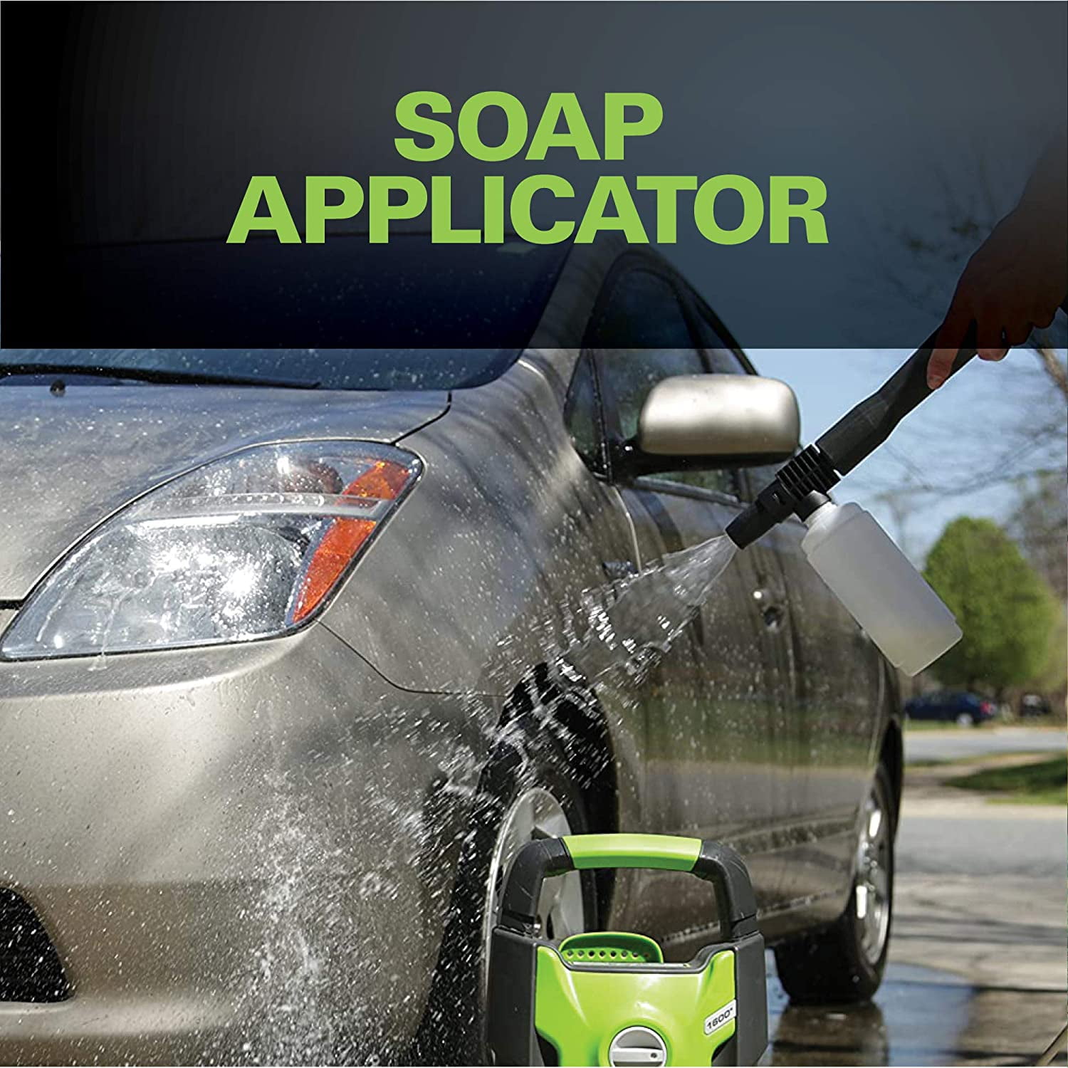 Greenworks 1600 PSI Electric Pressure Washer with Soap Applicator and 20 ft Hose (1.2 GPM) aa8pp